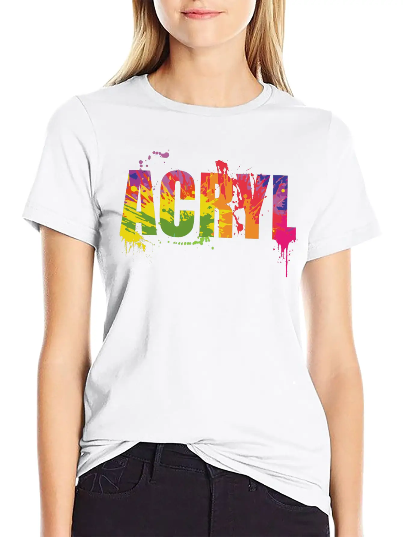 Acryl Paint Art Colorful Gift Unisex Casual T-Shirt – Clean Design For Daily Comfort