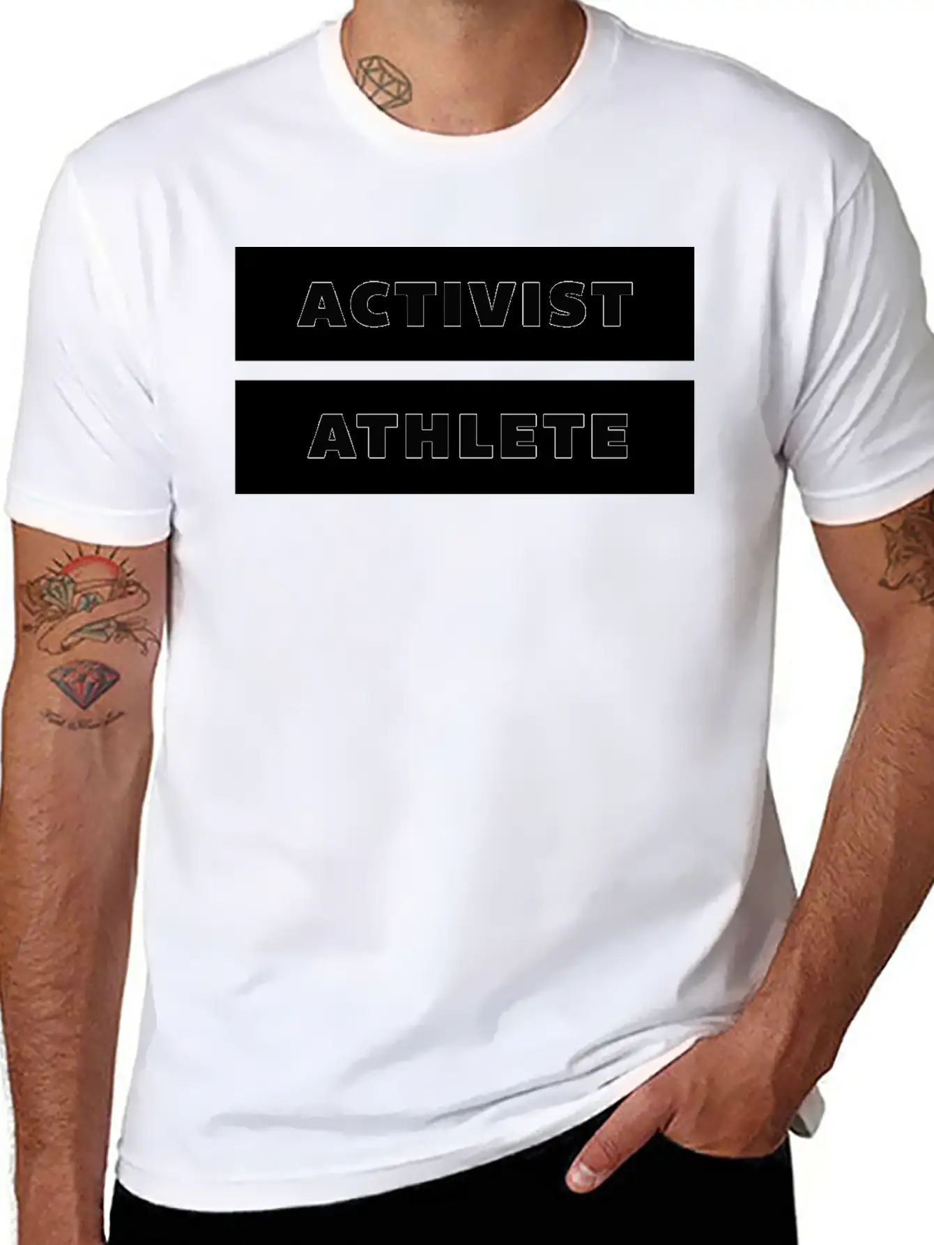 ACTIVIST ATHLETE Weiss Schwarz Breathable Soft Cotton T-Shirt – Timeless Casual Look