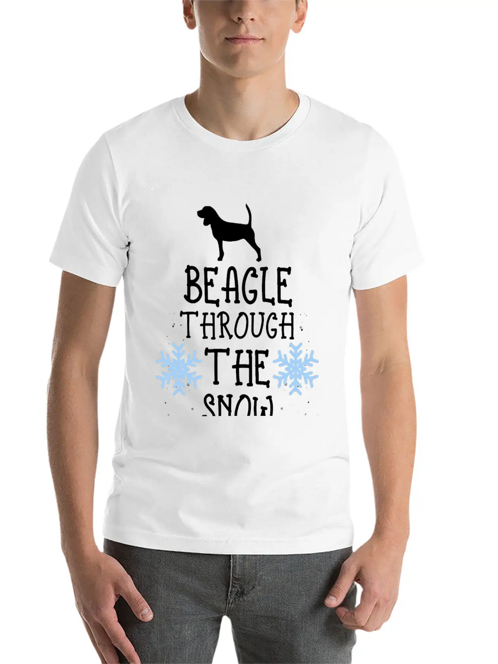 Adorable Beagle Through The Snow Essential Unisex Short Sleeve Soft Cotton T-Shirt – Casual Everyday Wear