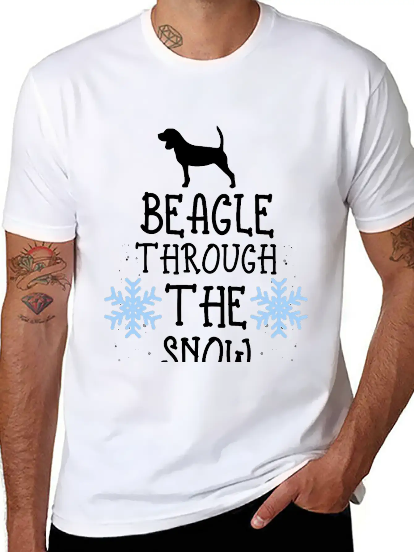 Adorable Beagle Through The Snow Essential Unisex Short Sleeve Soft Cotton T-Shirt – Casual Everyday Wear