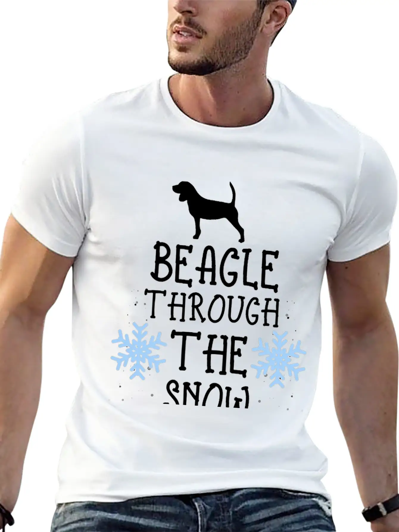 Adorable Beagle Through The Snow Essential Unisex Short Sleeve Soft Cotton T-Shirt – Casual Everyday Wear