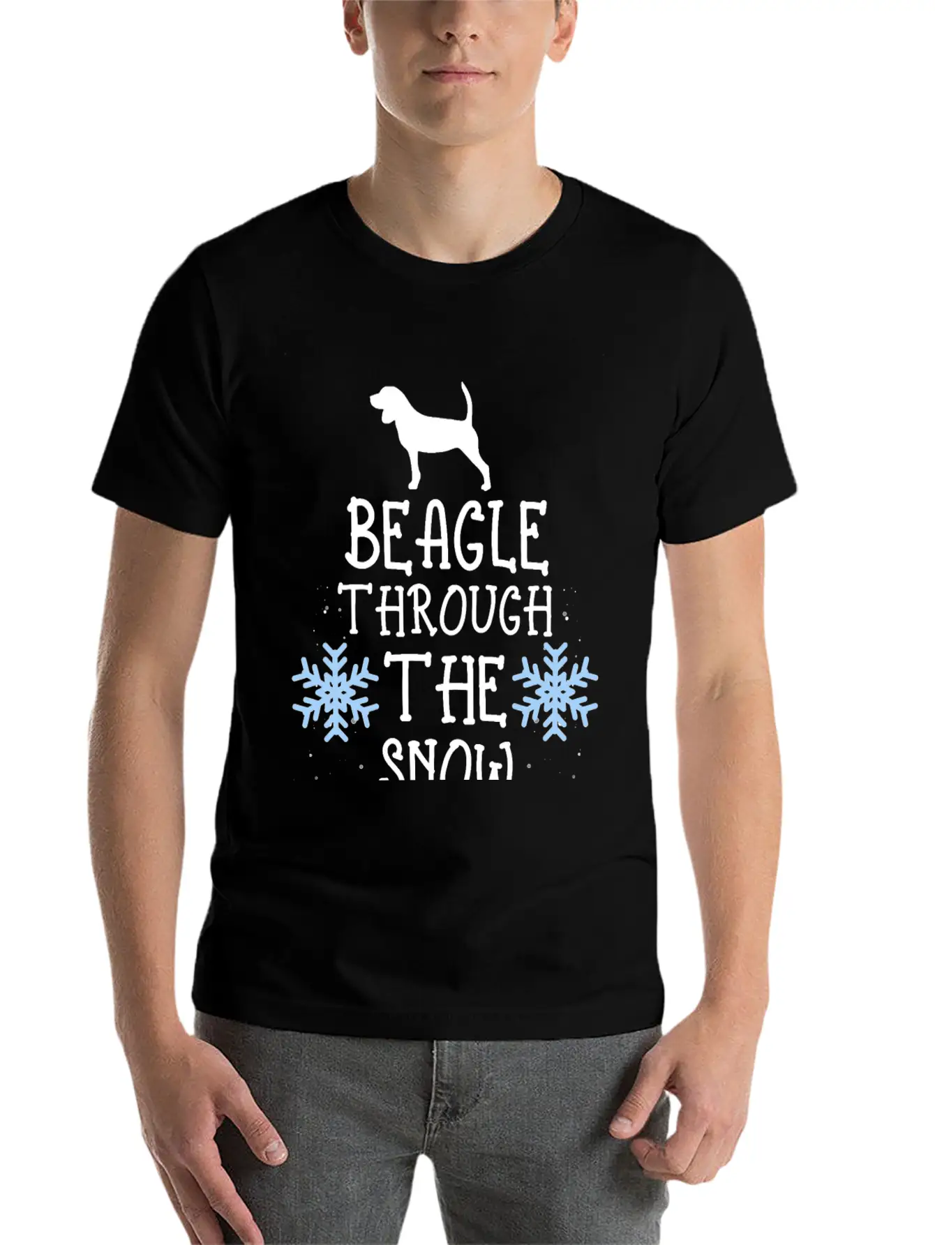 Adorable Beagle Through The Snow Essential Unisex Short Sleeve Soft Cotton T-Shirt – Casual Everyday Wear