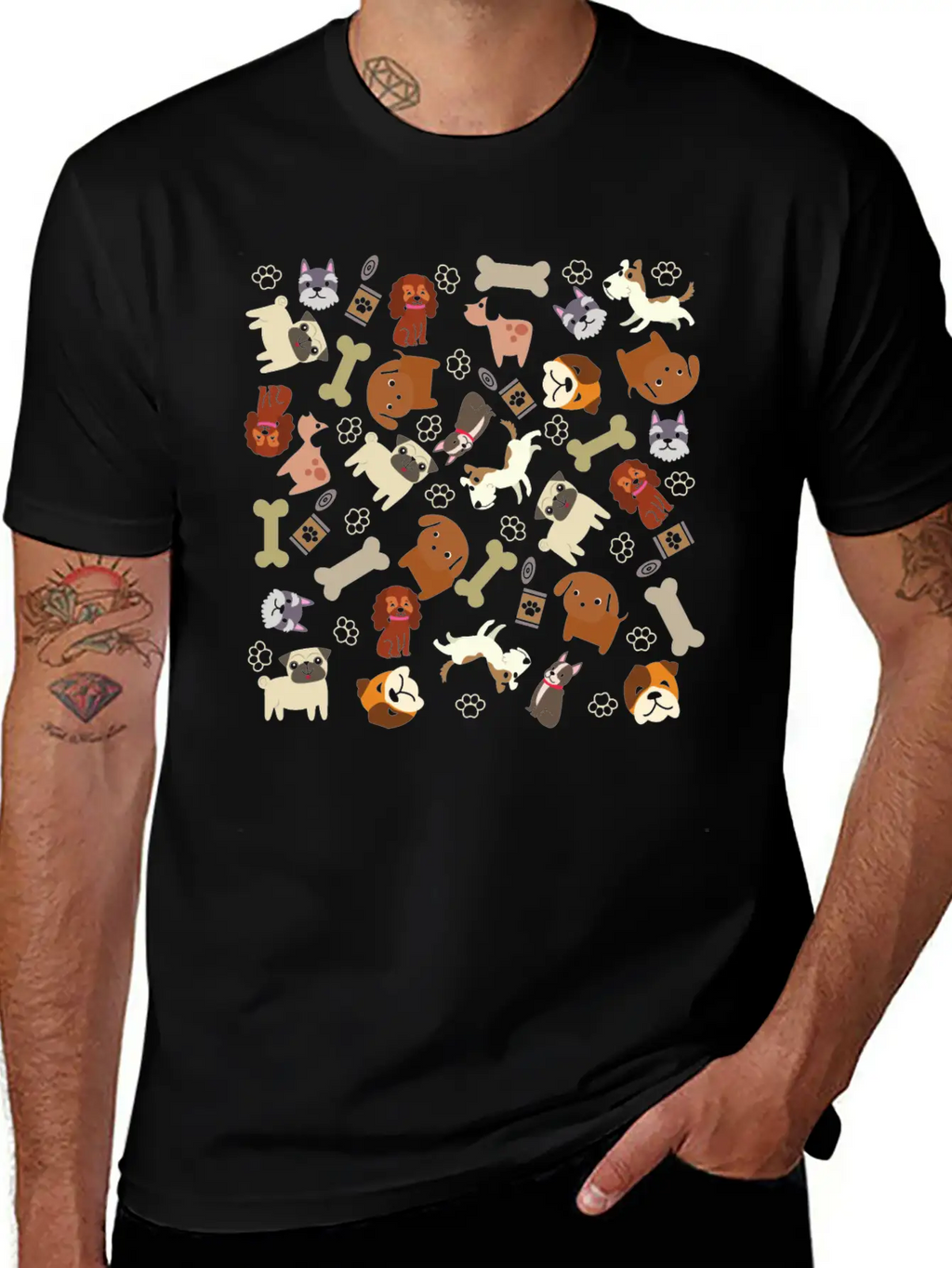 Adorable Dog Collage Unisex Short Sleeve Soft Cotton T-Shirt – Casual Everyday Wear
