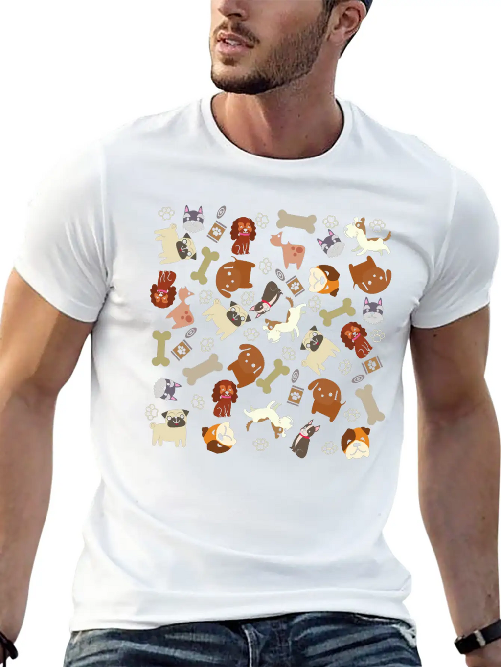 Adorable Dog Collage Unisex Short Sleeve Soft Cotton T-Shirt – Casual Everyday Wear