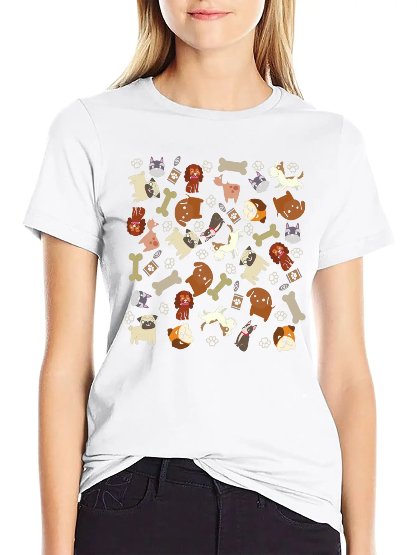 Adorable Dog Collage Unisex Short Sleeve Soft Cotton T-Shirt – Casual Everyday Wear