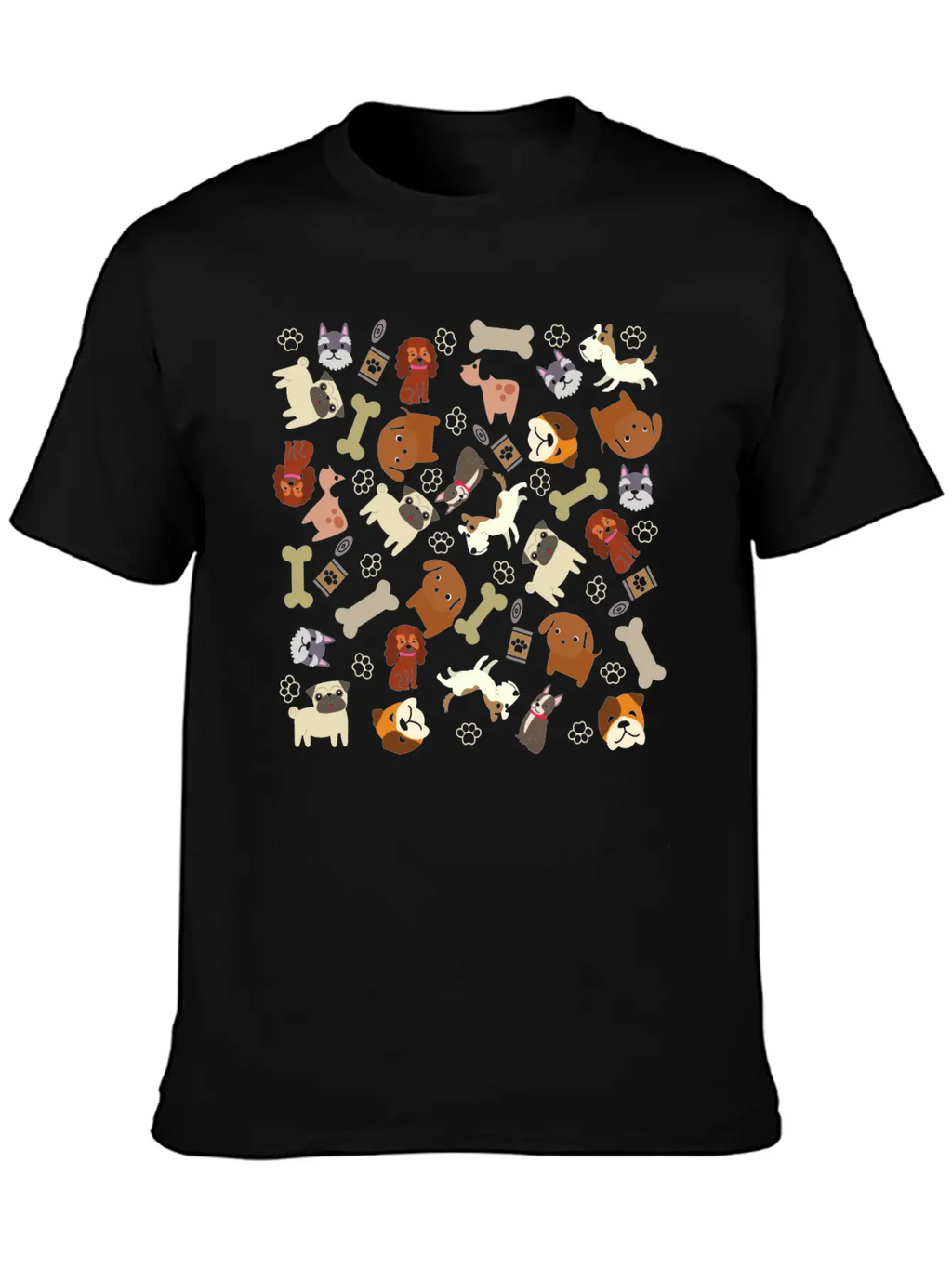 Adorable Dog Collage Unisex Short Sleeve Soft Cotton T-Shirt – Casual Everyday Wear