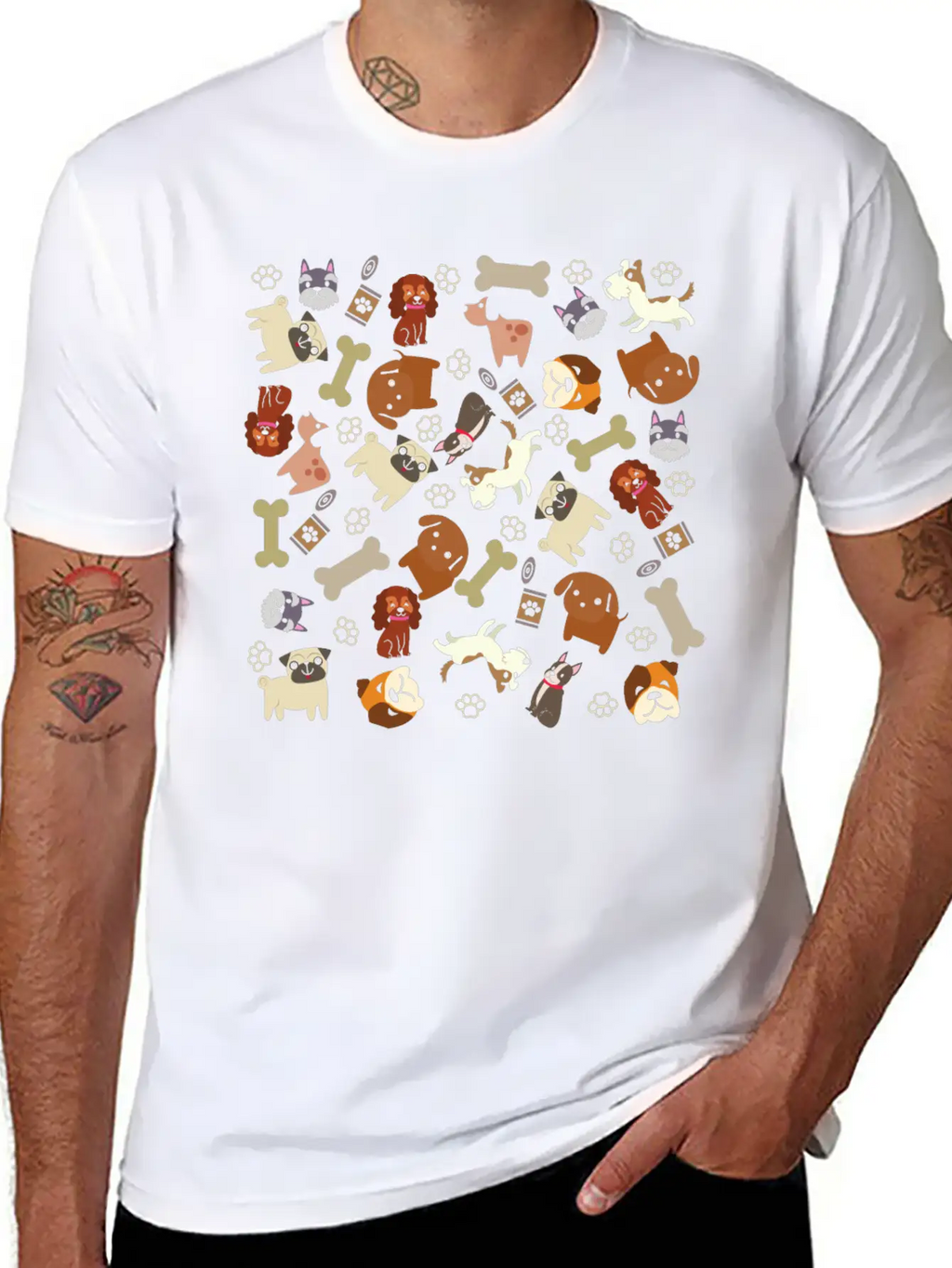 Adorable Dog Collage Unisex Short Sleeve Soft Cotton T-Shirt – Casual Everyday Wear