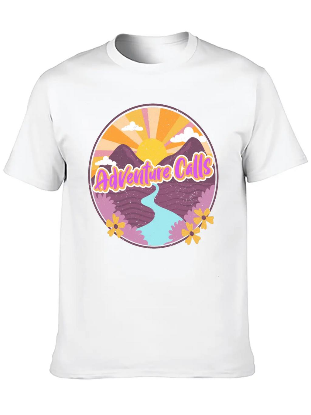 Adventure Calls Mountain Stream Classic Fit Graphic Tee For Daily Comfort – Unisex Cotton Shirt