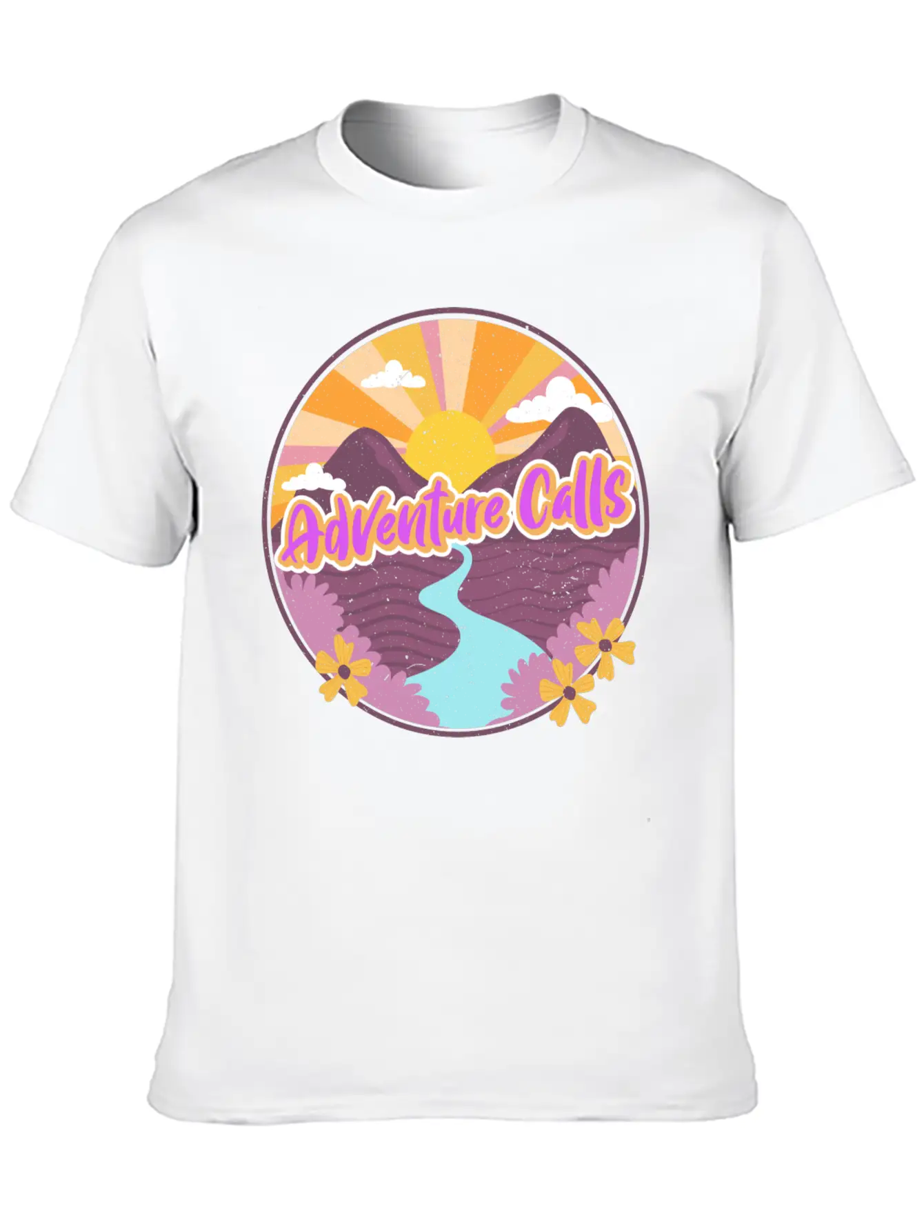 Adventure Calls Mountain Stream Classic Fit Graphic Tee For Daily Comfort – Unisex Cotton Shirt