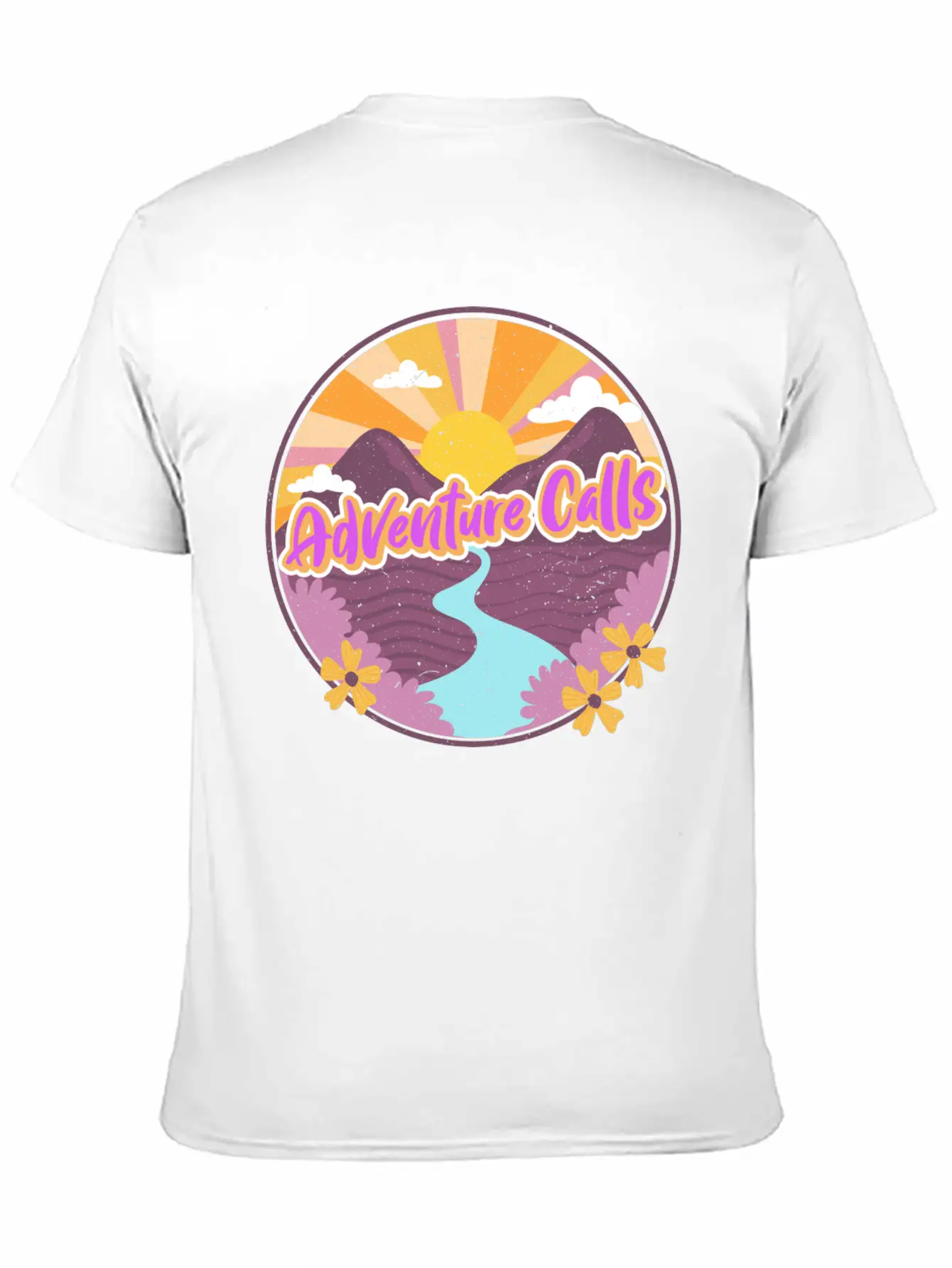 Adventure Calls Mountain Stream Classic Fit Graphic Tee For Daily Comfort – Unisex Cotton Shirt