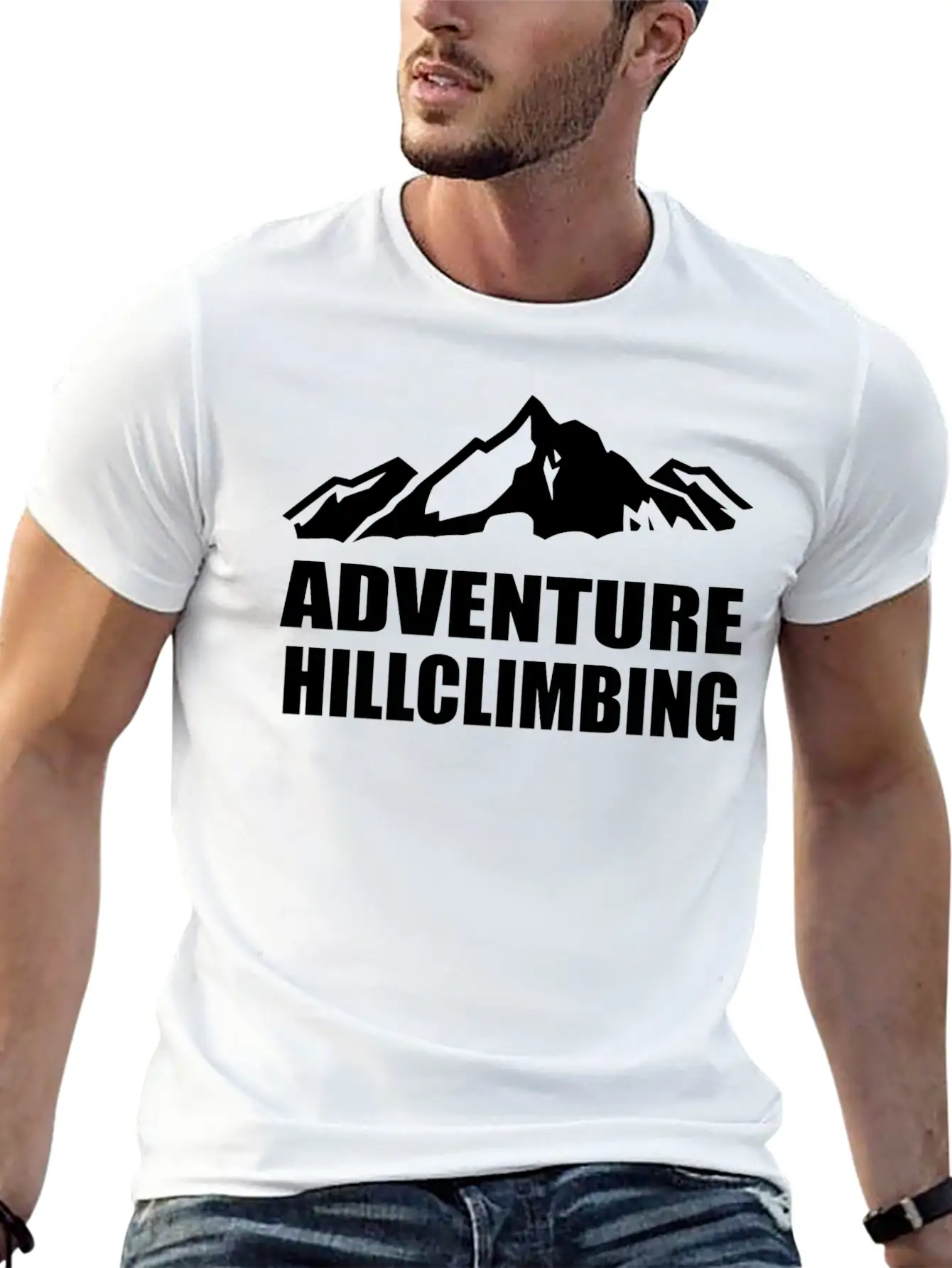 Adventure Hillclimbing Mountain / Mountain White Unisex Casual T-Shirt – Clean Design For Daily Comfort