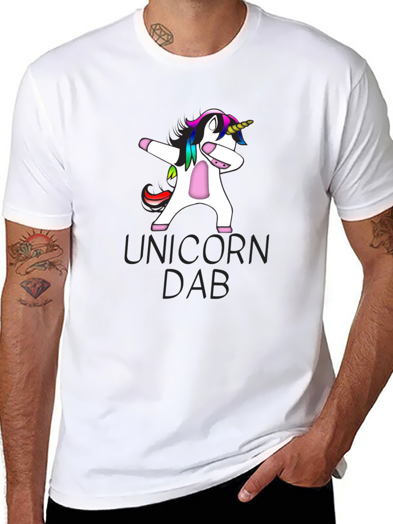 Unicorn Dab Graphic T-Shirt - Black Cotton Tee