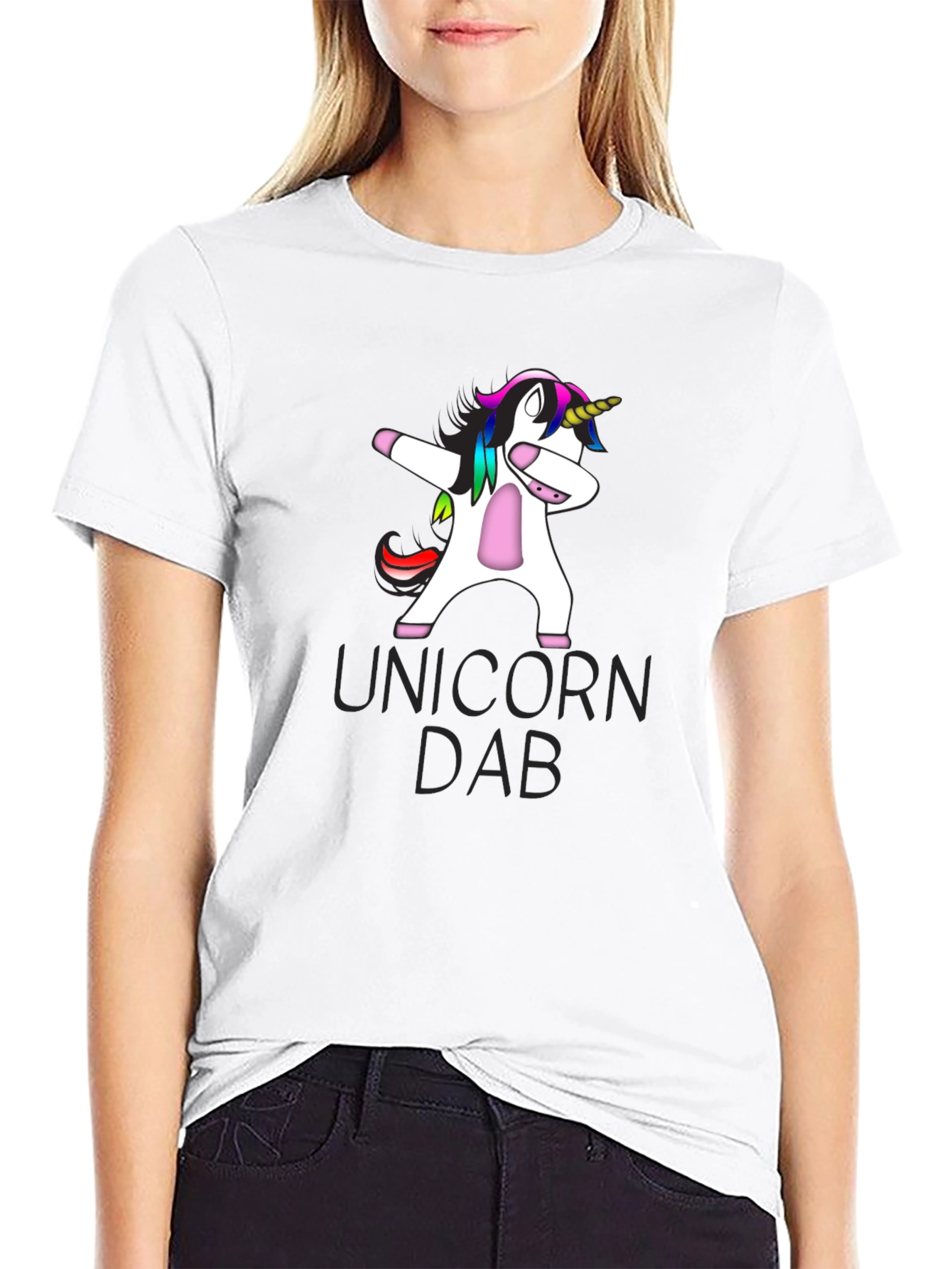 Unicorn Dab Graphic T-Shirt - Black Cotton Tee