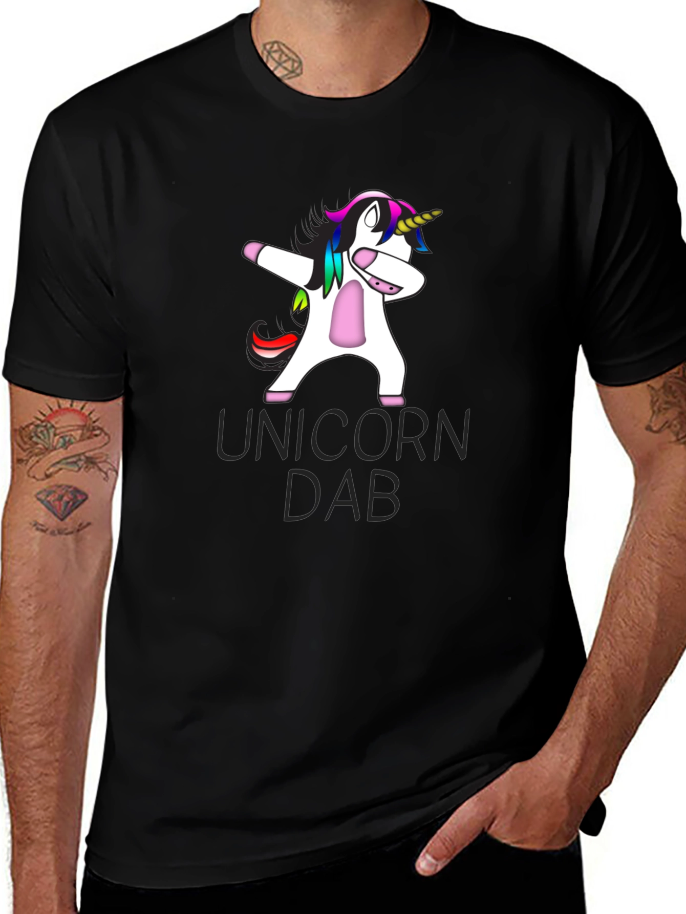 Unicorn Dab Graphic T-Shirt - Black Cotton Tee