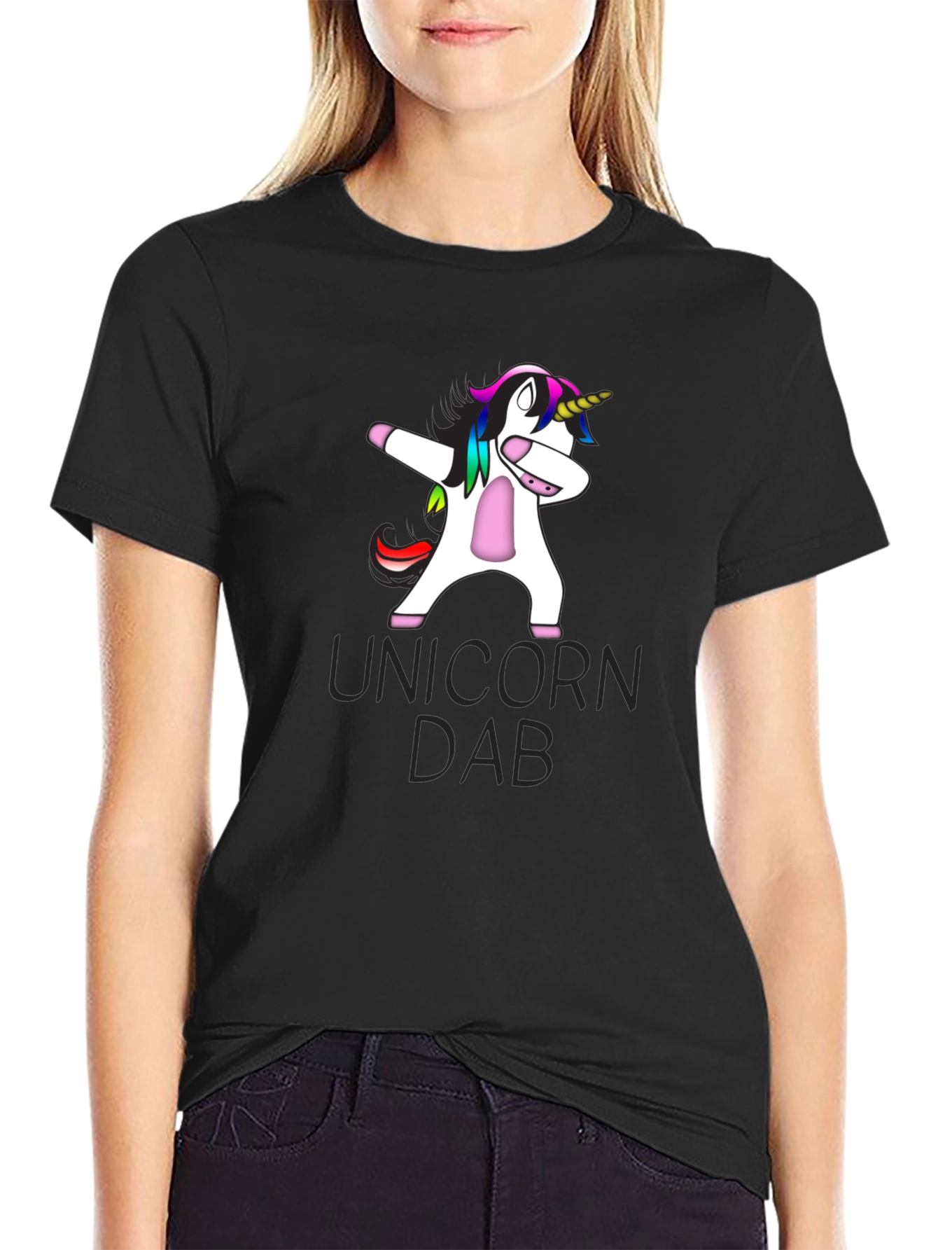 Unicorn Dab Graphic T-Shirt - Black Cotton Tee