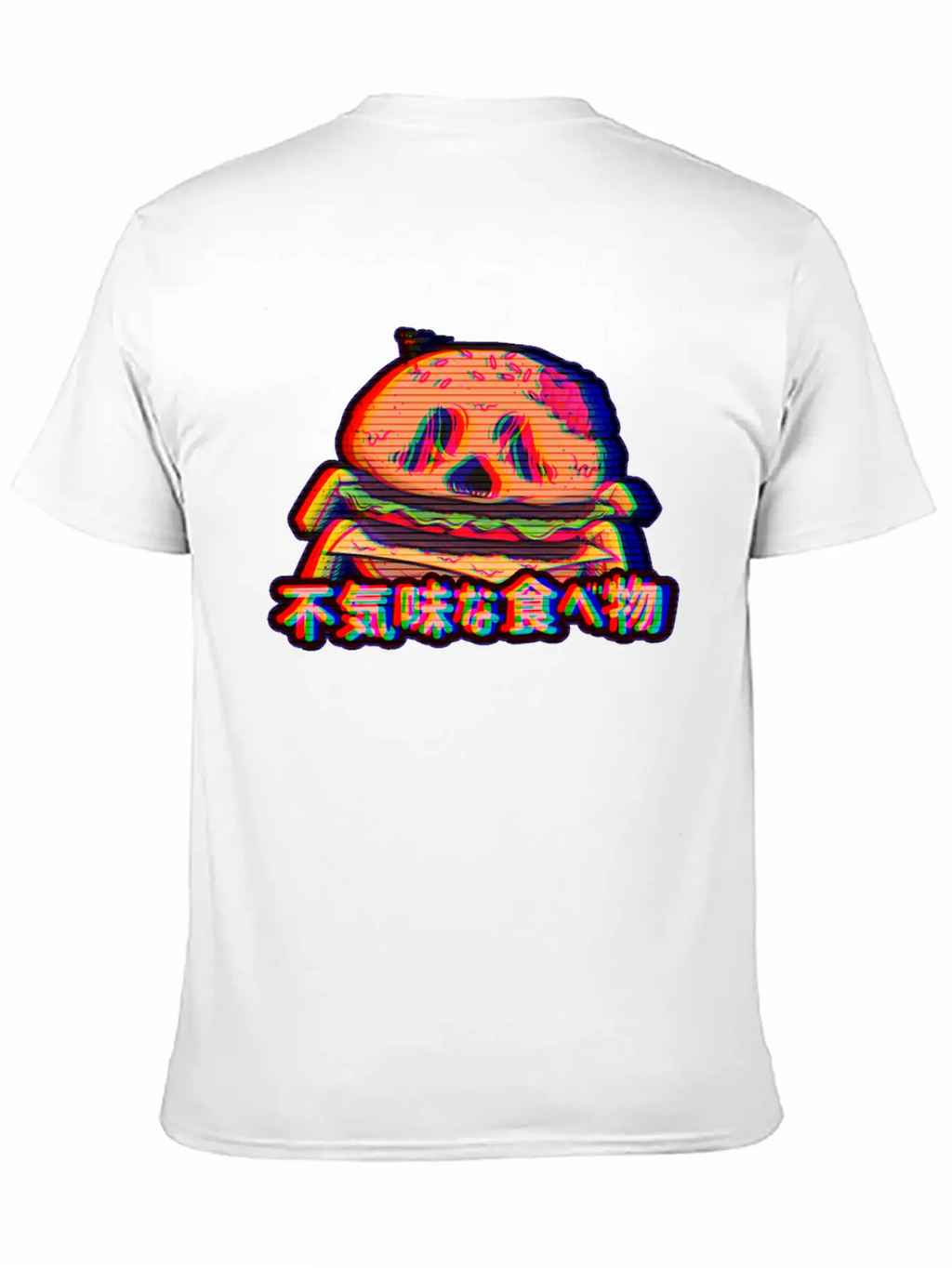 Aesthetic Synthwave Otaku Creepy Food Hamburger Essential Cotton Tee For Daily Outfits – Unisex Style