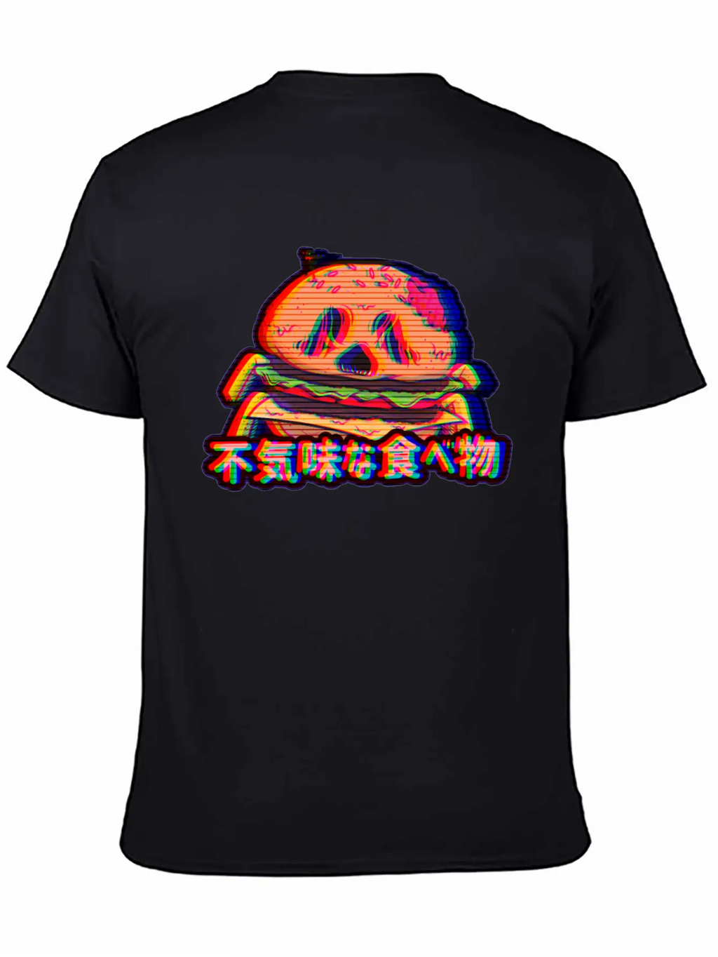 Aesthetic Synthwave Otaku Creepy Food Hamburger Essential Cotton Tee For Daily Outfits – Unisex Style