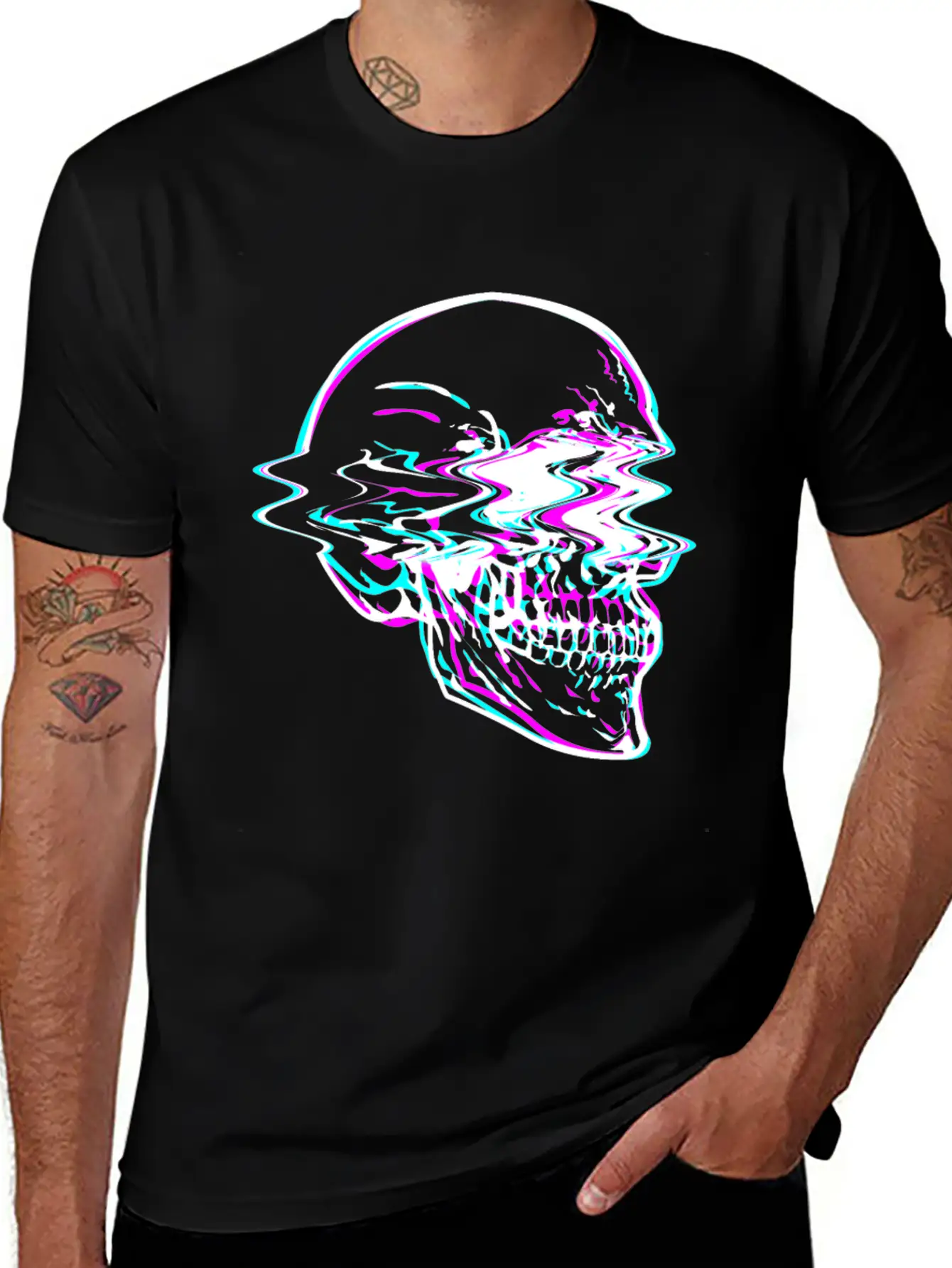 Aesthetic Vaporwave Creepy Skull With Retro Unisex Casual T-Shirt – Clean Design For Daily Comfort