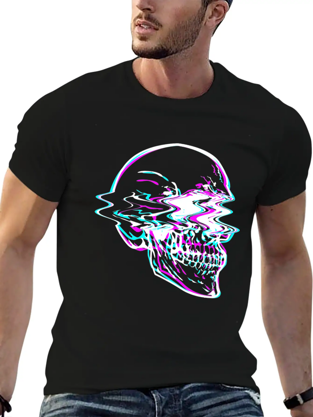 Aesthetic Vaporwave Creepy Skull With Retro Unisex Casual T-Shirt – Clean Design For Daily Comfort