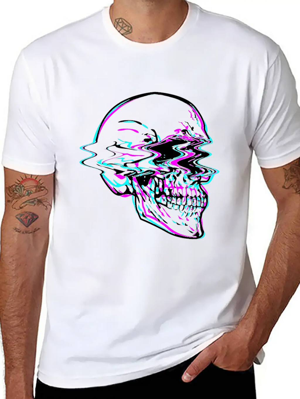 Aesthetic Vaporwave Creepy Skull With Retro Unisex Casual T-Shirt – Clean Design For Daily Comfort