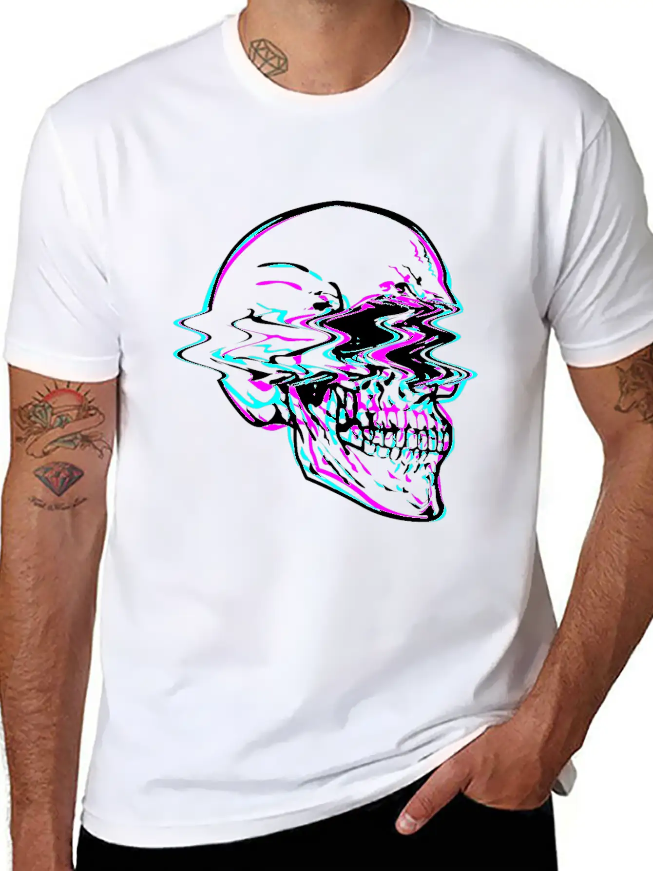 Aesthetic Vaporwave Creepy Skull With Retro Unisex Casual T-Shirt – Clean Design For Daily Comfort