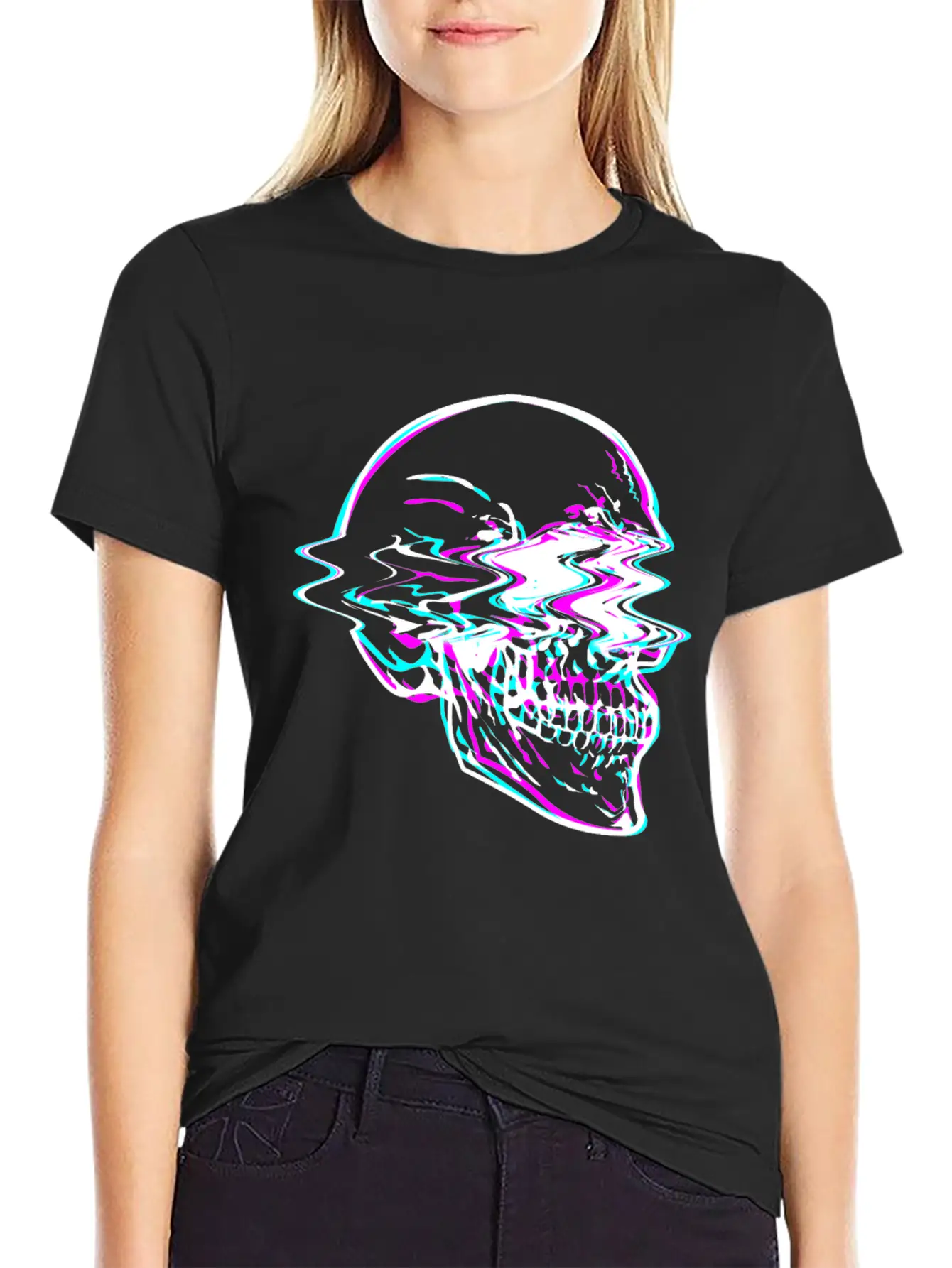 Aesthetic Vaporwave Creepy Skull With Retro Unisex Casual T-Shirt – Clean Design For Daily Comfort