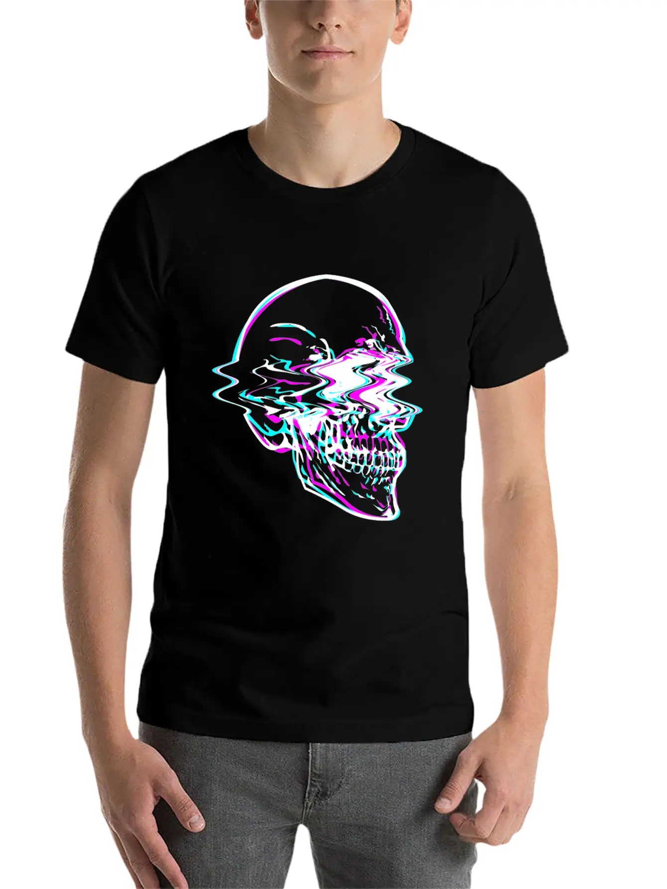 Aesthetic Vaporwave Creepy Skull With Retro Unisex Casual T-Shirt – Clean Design For Daily Comfort