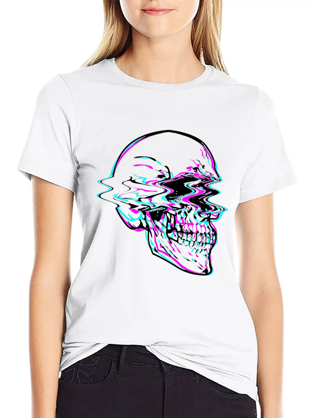 Aesthetic Vaporwave Creepy Skull With Retro Unisex Casual T-Shirt – Clean Design For Daily Comfort