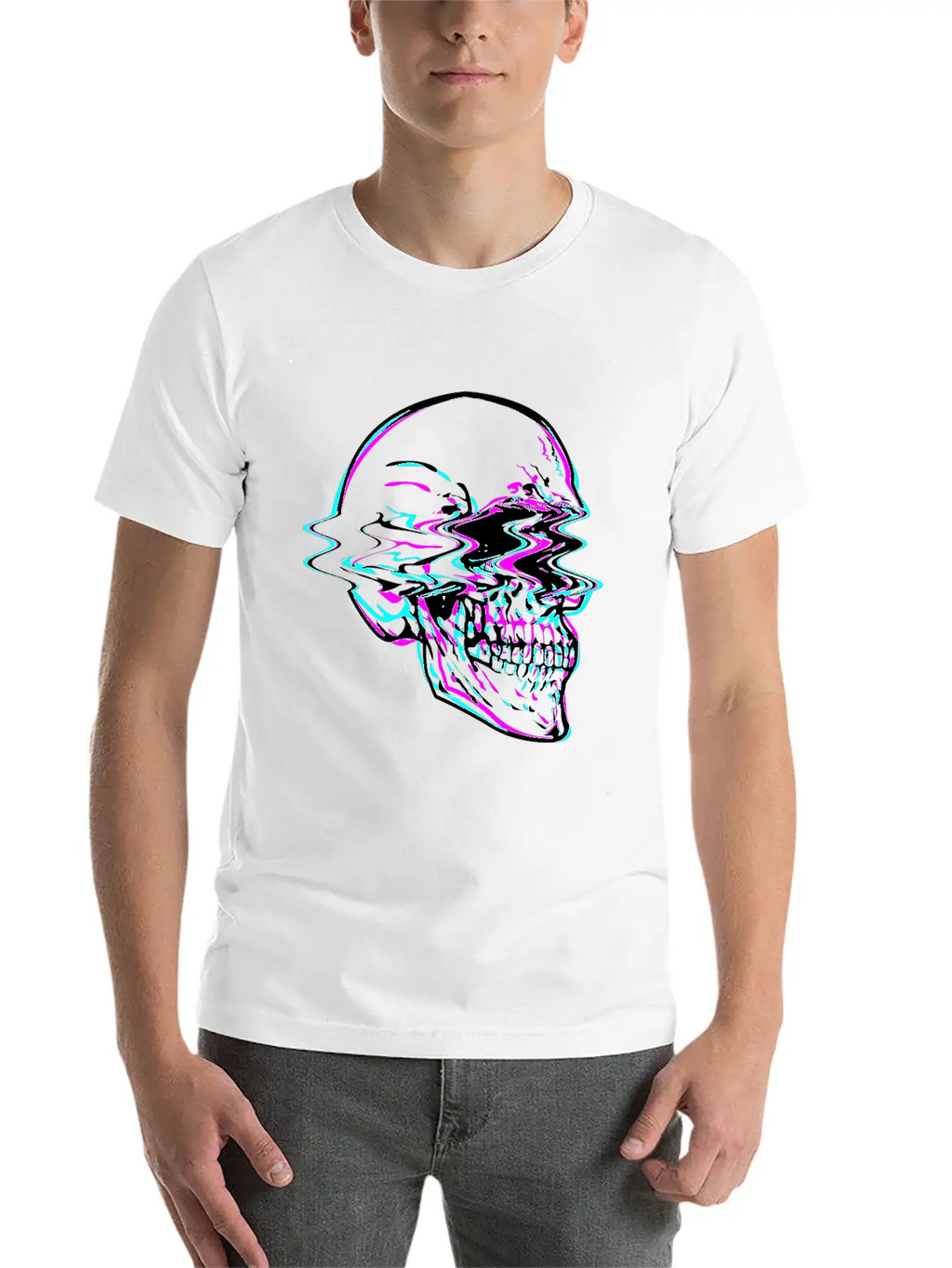 Aesthetic Vaporwave Creepy Skull With Retro Unisex Casual T-Shirt – Clean Design For Daily Comfort