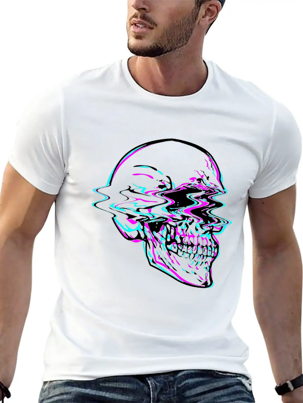 Aesthetic Vaporwave Creepy Skull With Retro Unisex Casual T-Shirt – Clean Design For Daily Comfort