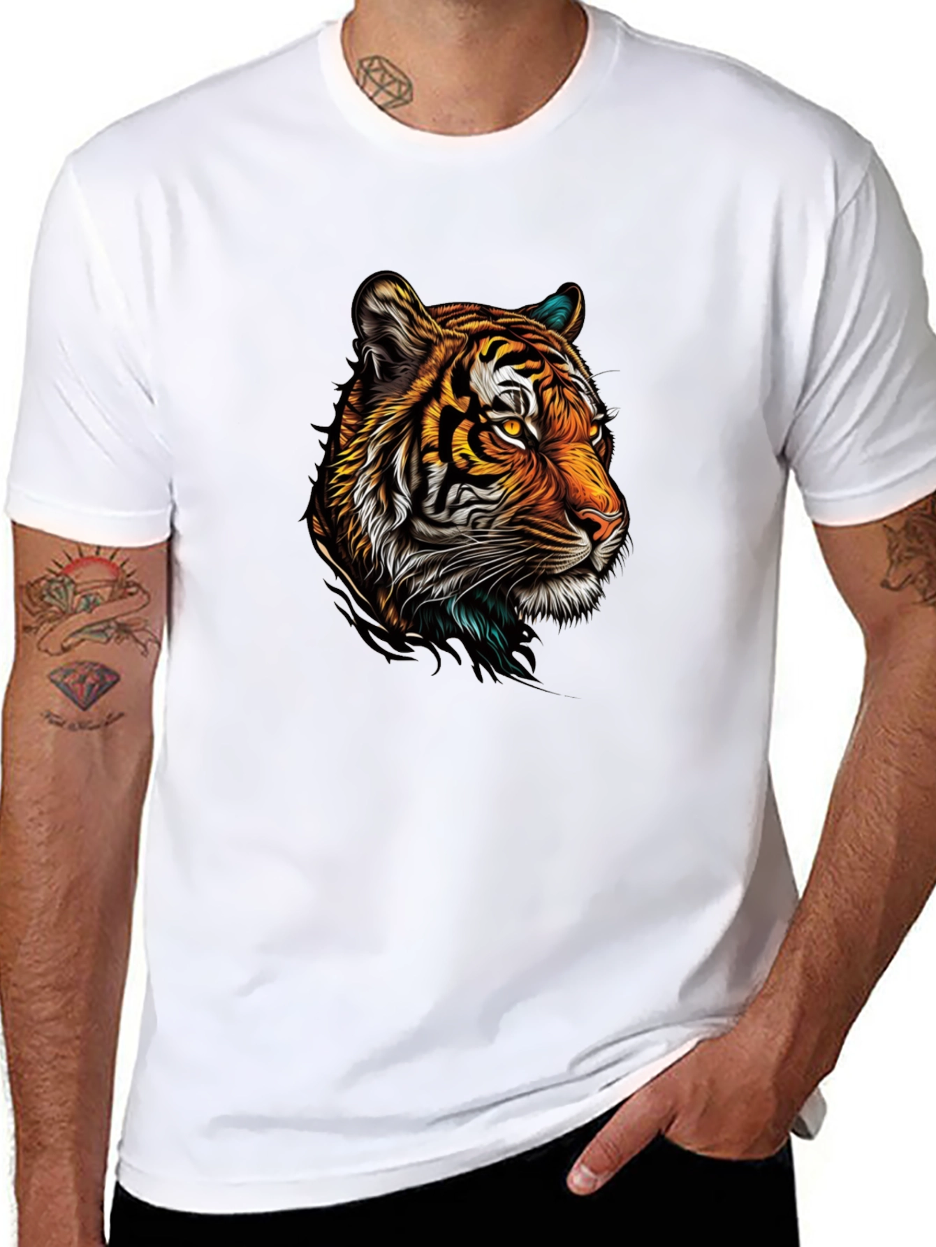 Tiger Graphic Print Black T-Shirt
