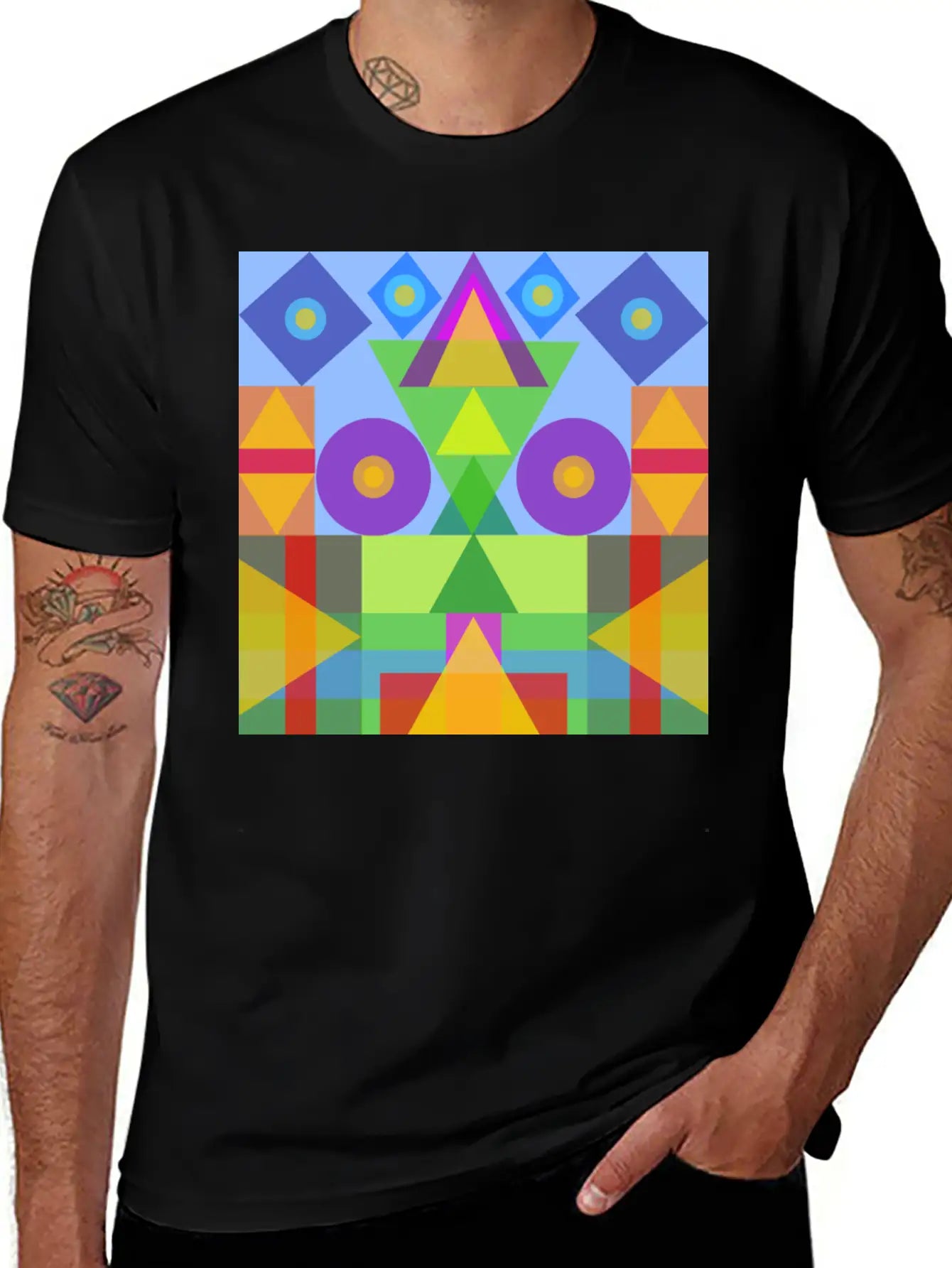 Afric Colors In Geometric Symbols Unisex Casual T-Shirt – Clean Design For Daily Comfort