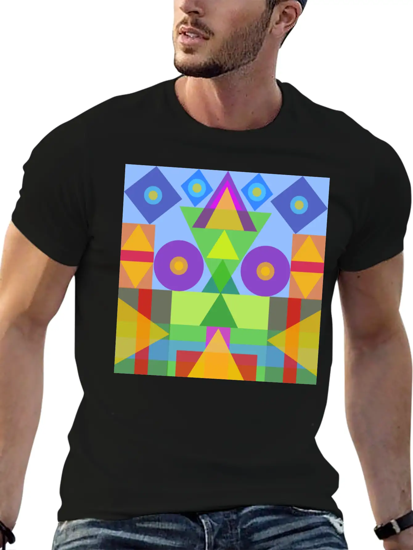 Afric Colors In Geometric Symbols Unisex Casual T-Shirt – Clean Design For Daily Comfort