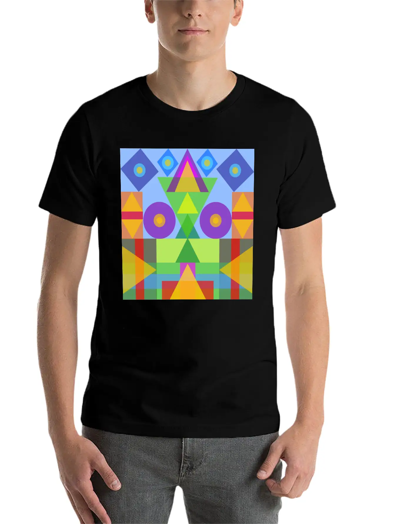 Afric Colors In Geometric Symbols Unisex Casual T-Shirt – Clean Design For Daily Comfort
