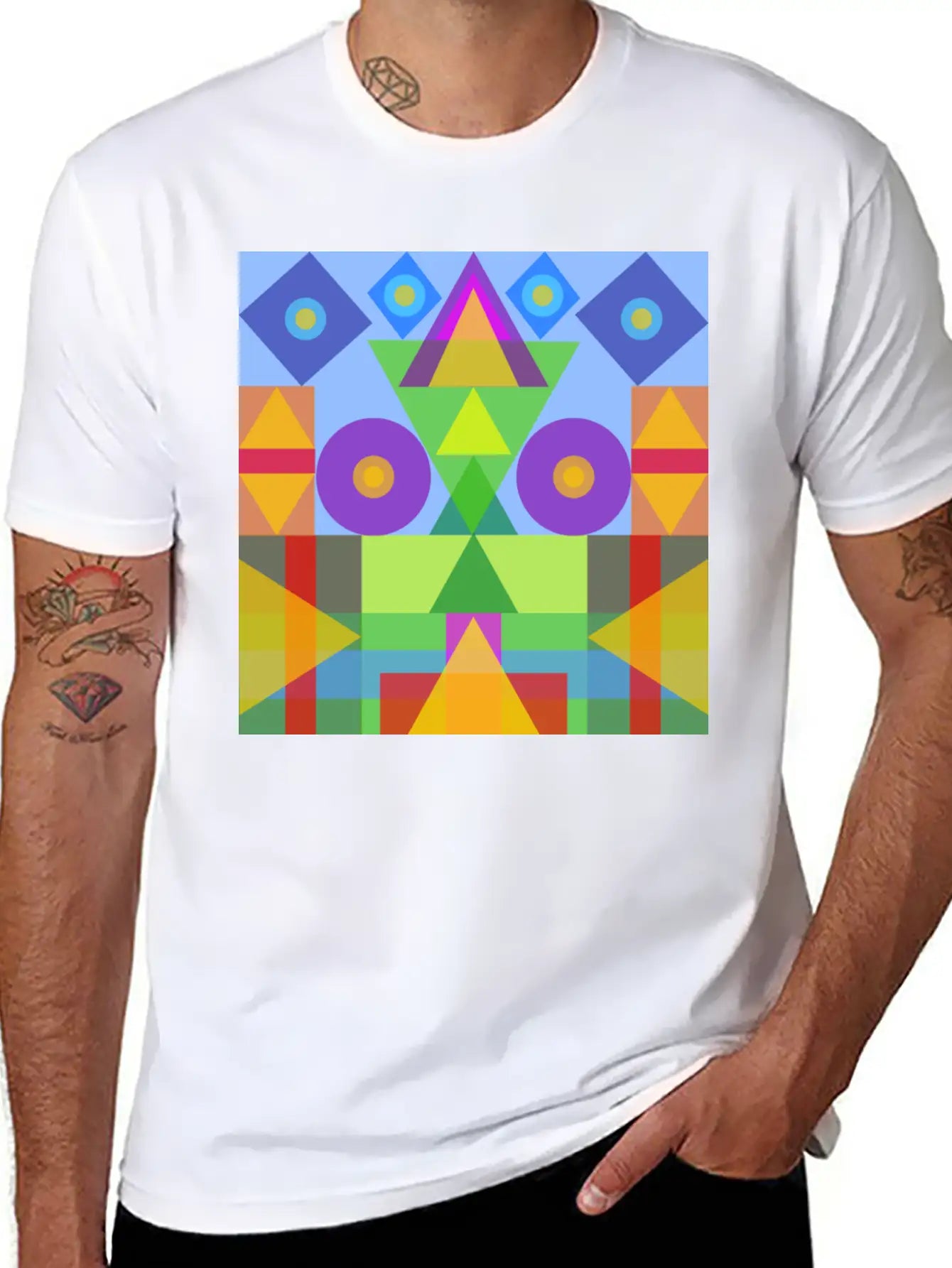 Afric Colors In Geometric Symbols Unisex Casual T-Shirt – Clean Design For Daily Comfort