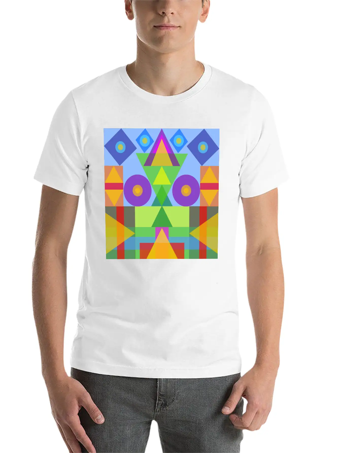 Afric Colors In Geometric Symbols Unisex Casual T-Shirt – Clean Design For Daily Comfort
