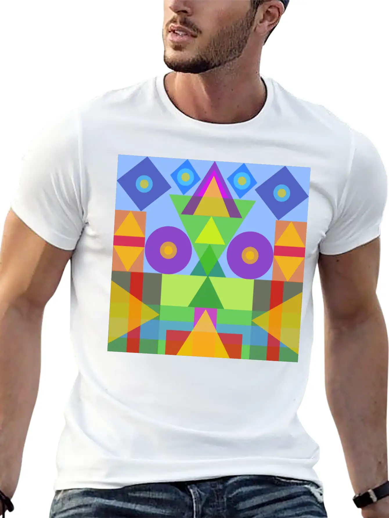 Afric Colors In Geometric Symbols Unisex Casual T-Shirt – Clean Design For Daily Comfort