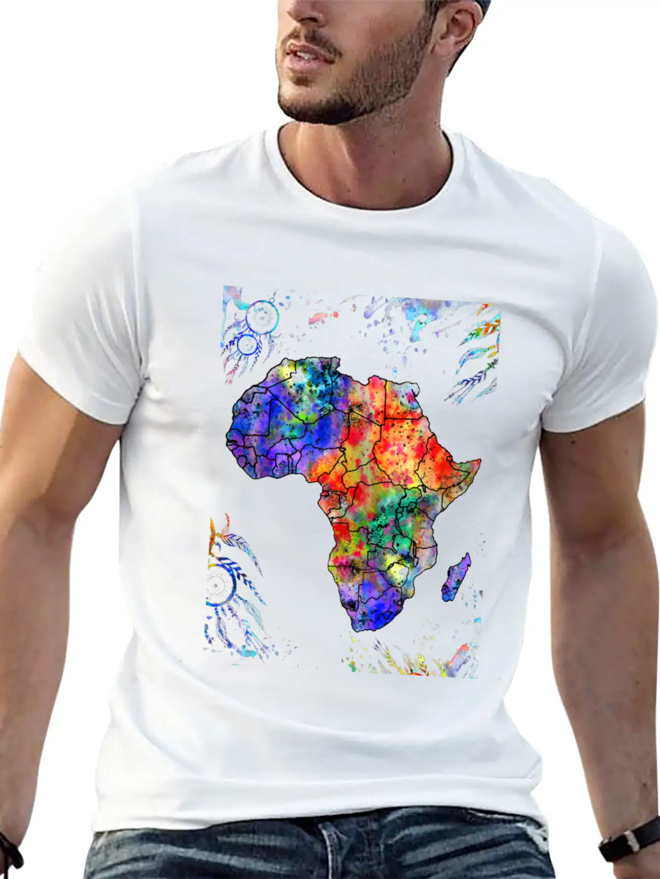 Africa Map, Abstract, Africa, Dream Catcher, Water Breathable Soft Cotton T-Shirt – Timeless Casual Look