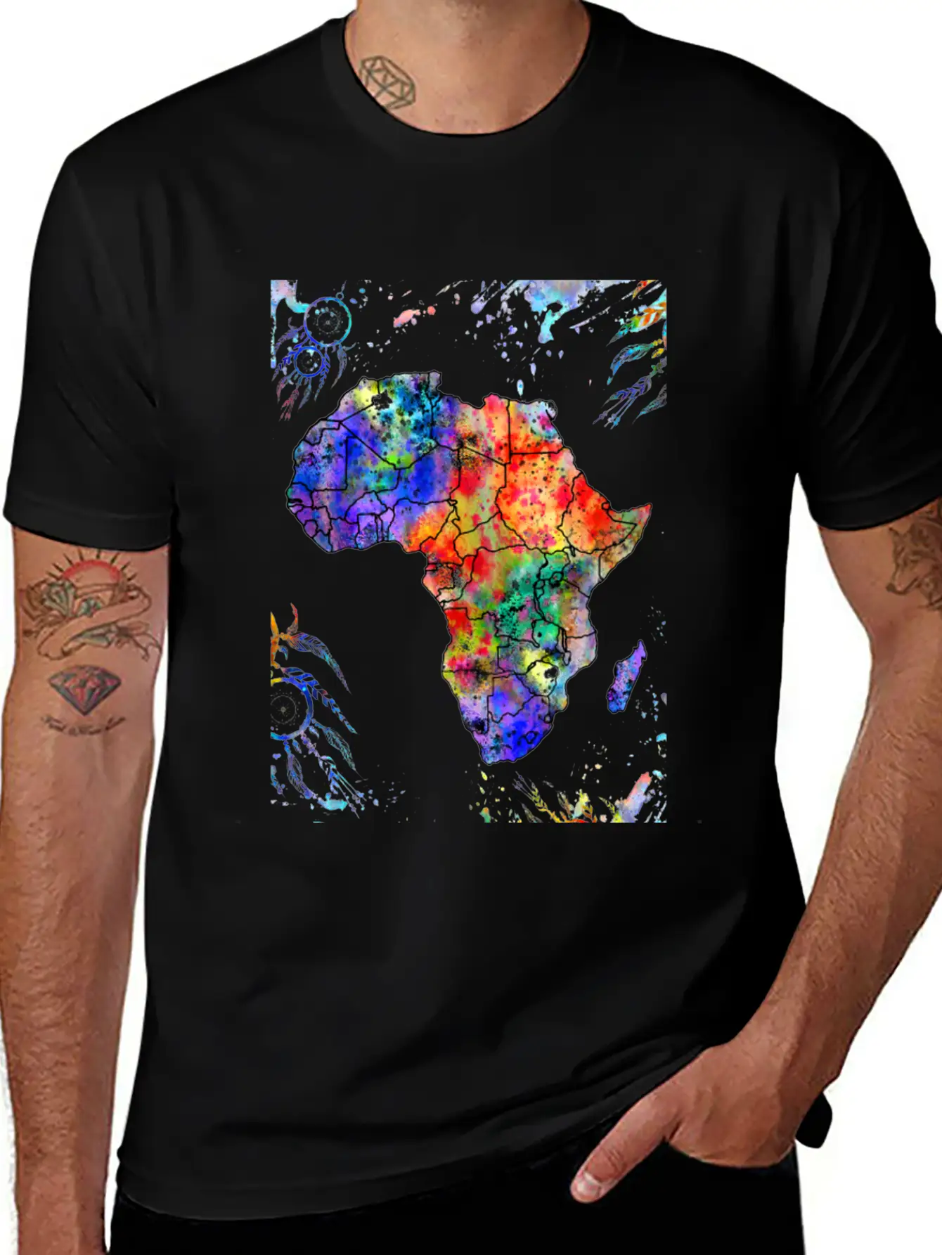 Africa Map, Abstract, Africa, Dream Catcher, Water Stylish Everyday T-Shirt – Unisex Basic Cotton Tee