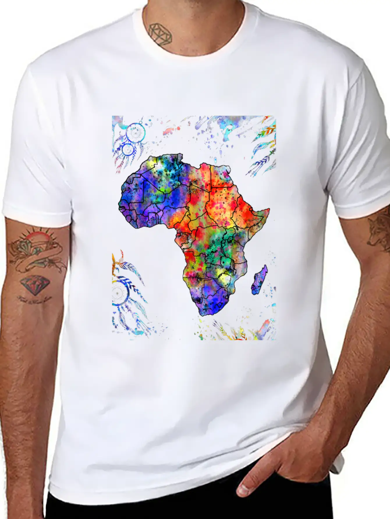 Africa Map, Abstract, Africa, Dream Catcher, Water Stylish Everyday T-Shirt – Unisex Basic Cotton Tee