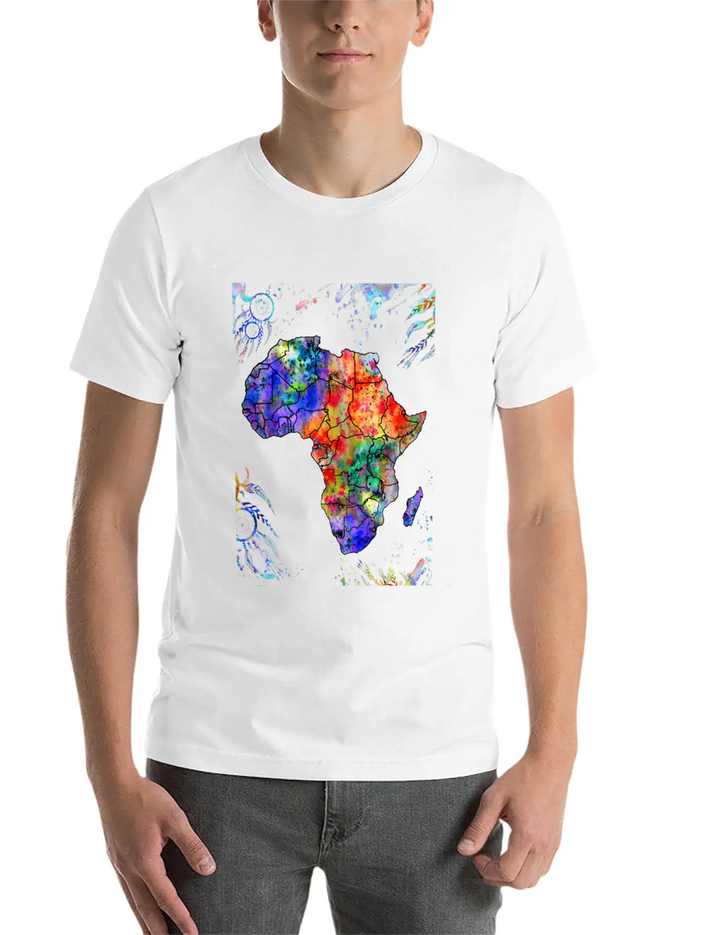 Africa Map, Abstract, Africa, Dream Catcher, Water Stylish Everyday T-Shirt – Unisex Basic Cotton Tee