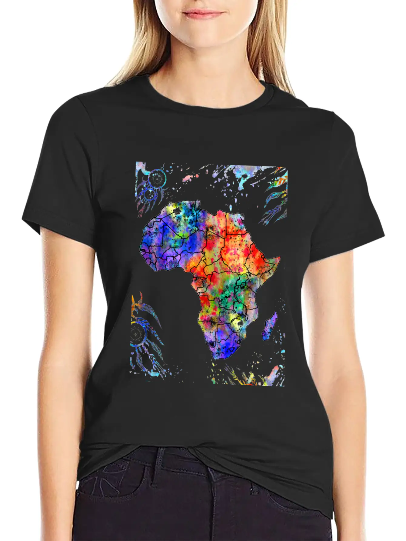 Africa Map, Abstract, Africa, Dream Catcher, Water Stylish Everyday T-Shirt – Unisex Basic Cotton Tee
