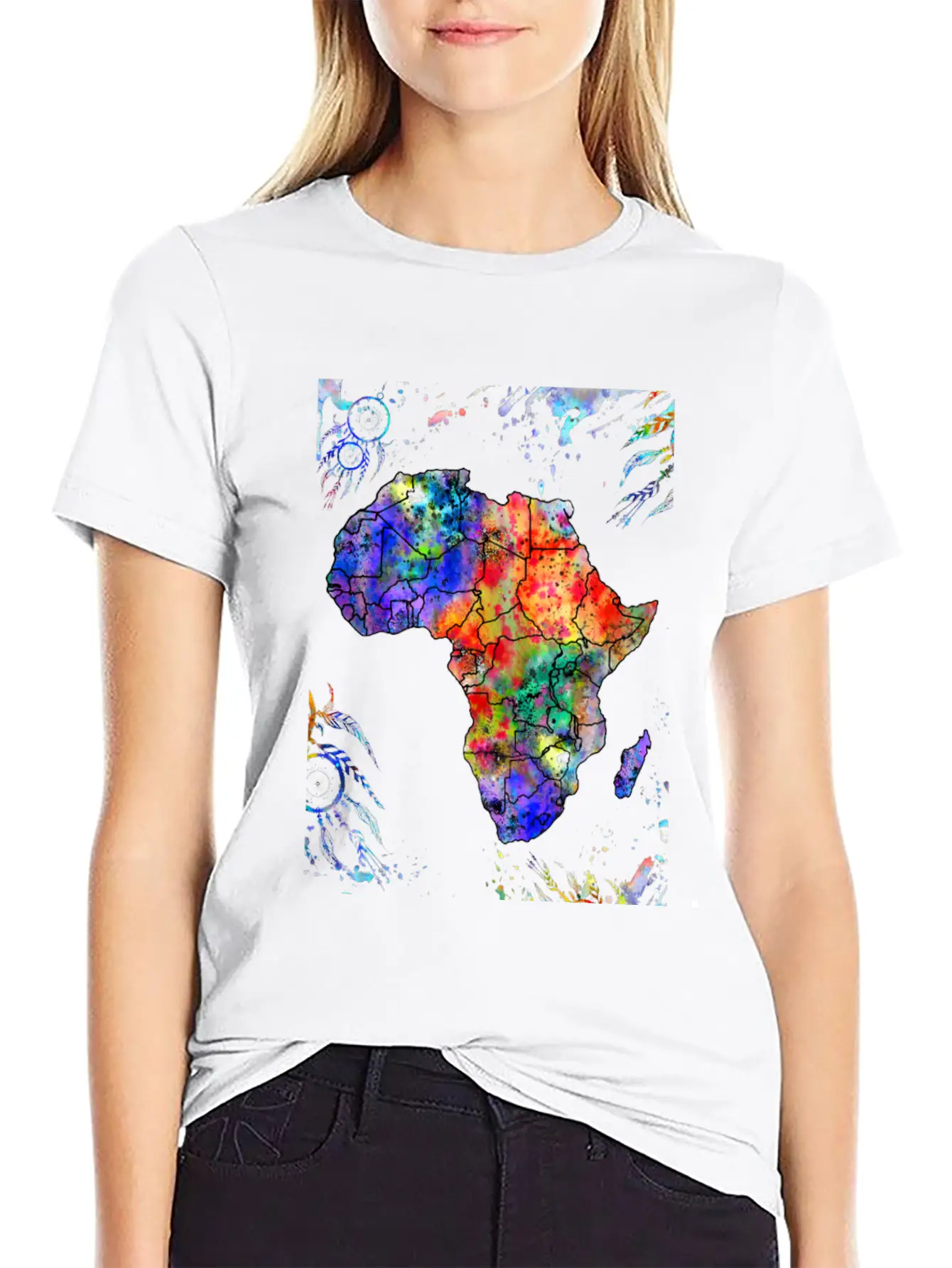 Africa Map, Abstract, Africa, Dream Catcher, Water Stylish Everyday T-Shirt – Unisex Basic Cotton Tee