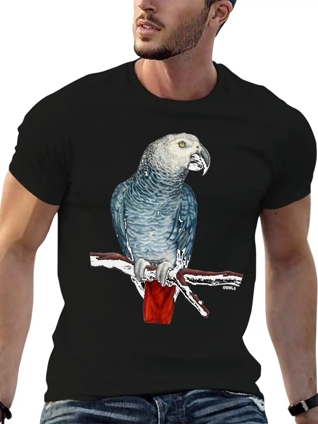 African Grey Parrot Essential Cotton Tee For Daily Outfits – Unisex Style