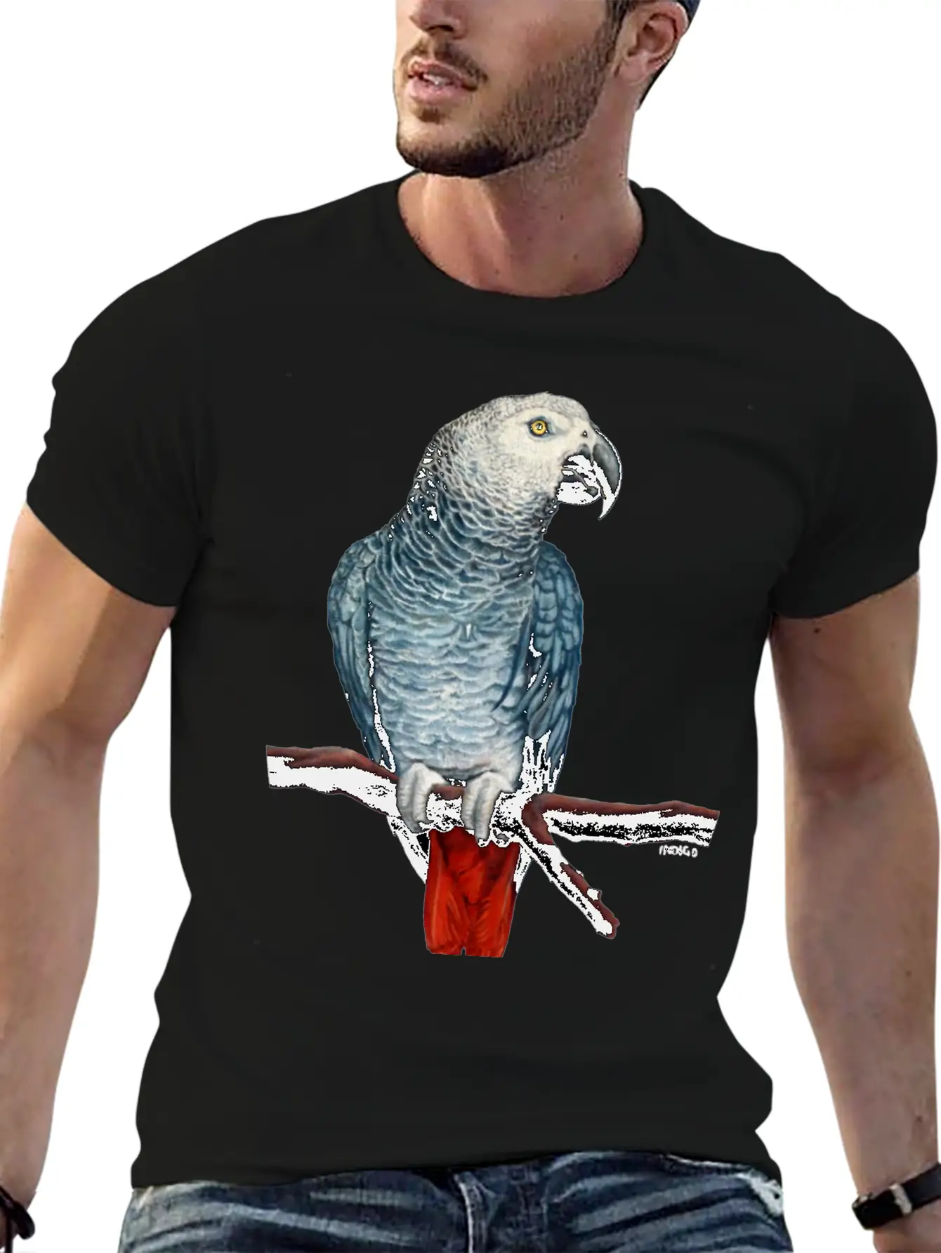 African Grey Parrot Essential Cotton Tee For Daily Outfits – Unisex Style