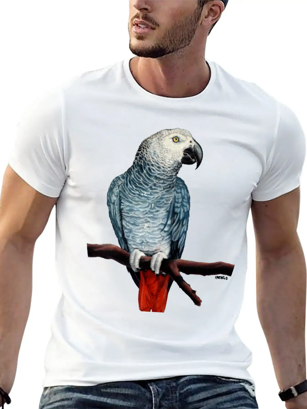 African Grey Parrot Essential Cotton Tee For Daily Outfits – Unisex Style