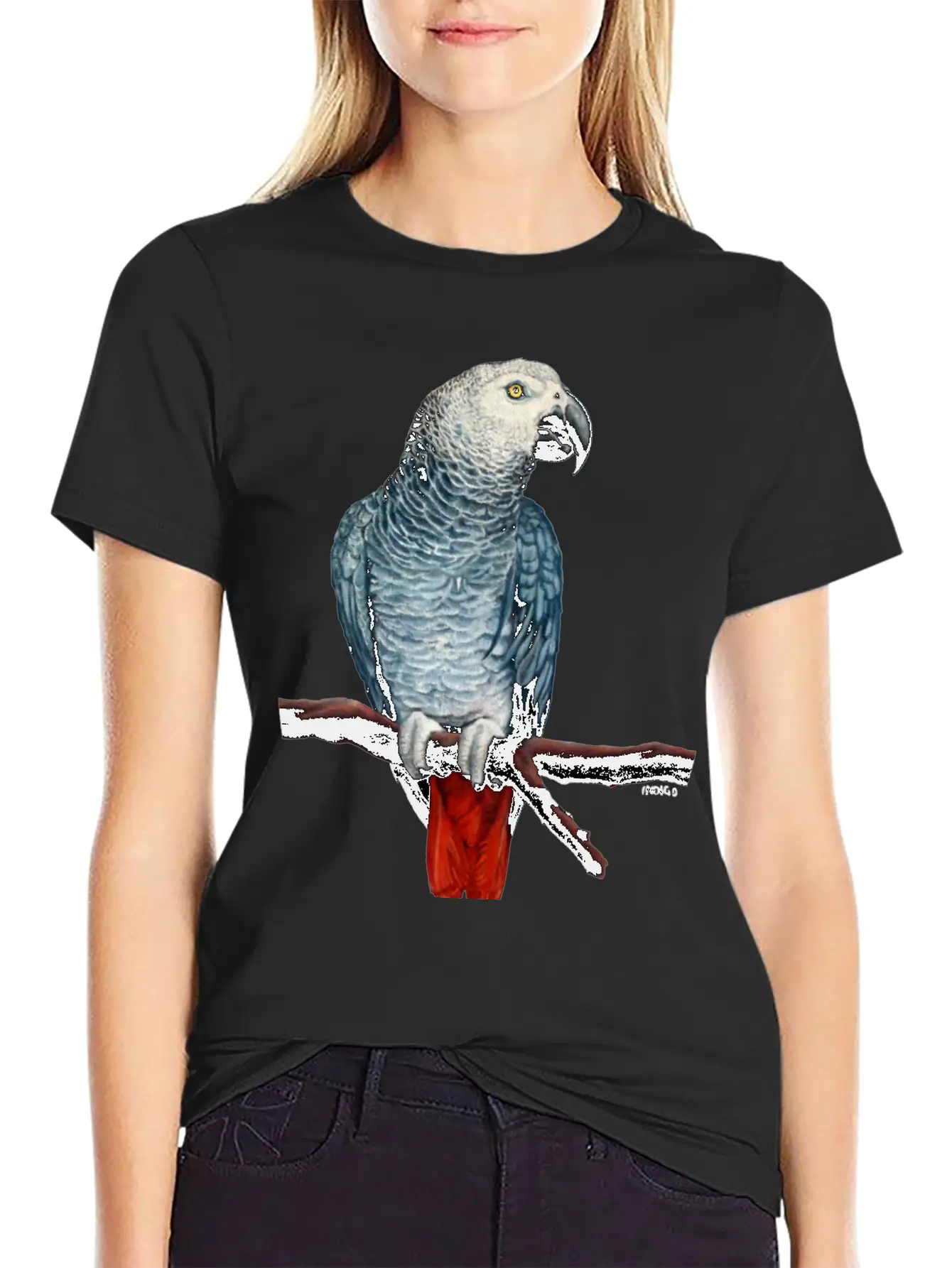 African Grey Parrot Essential Cotton Tee For Daily Outfits – Unisex Style