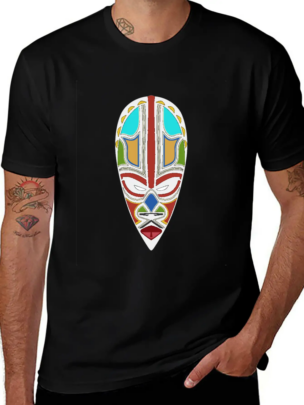 African Tribal Mask Essential Cotton Tee For Daily Outfits – Unisex Style