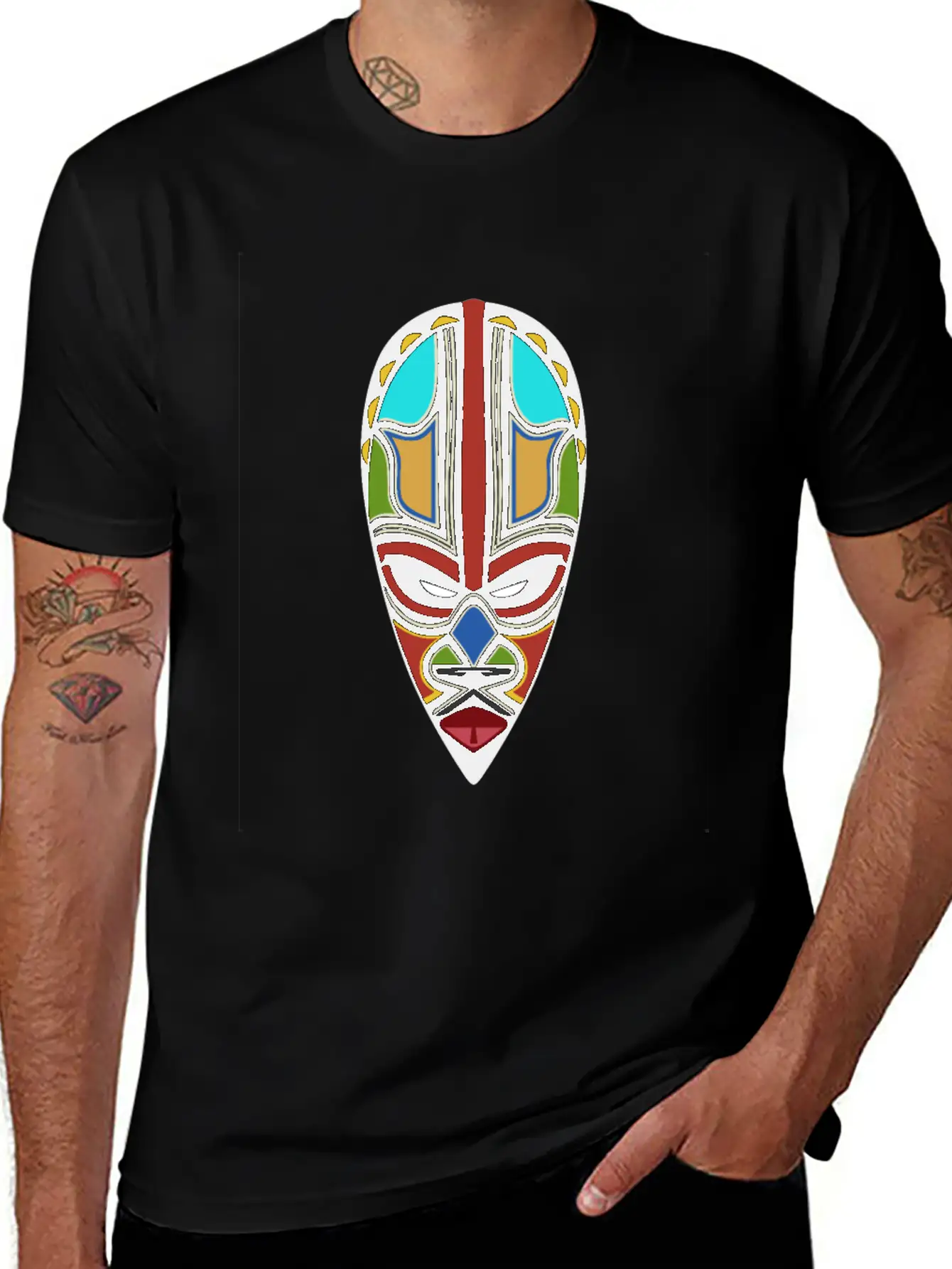 African Tribal Mask Essential Cotton Tee For Daily Outfits – Unisex Style