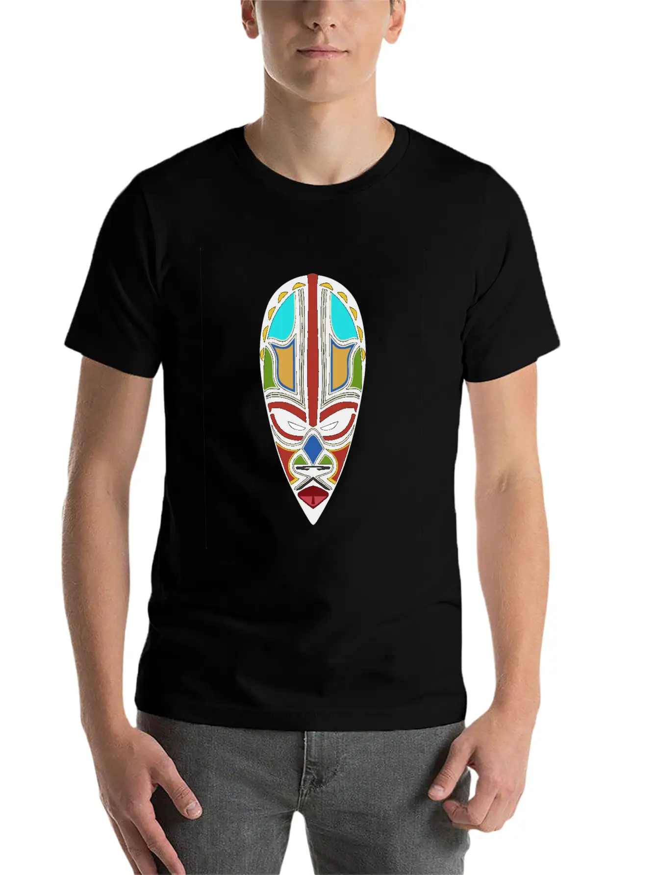 African Tribal Mask Essential Cotton Tee For Daily Outfits – Unisex Style